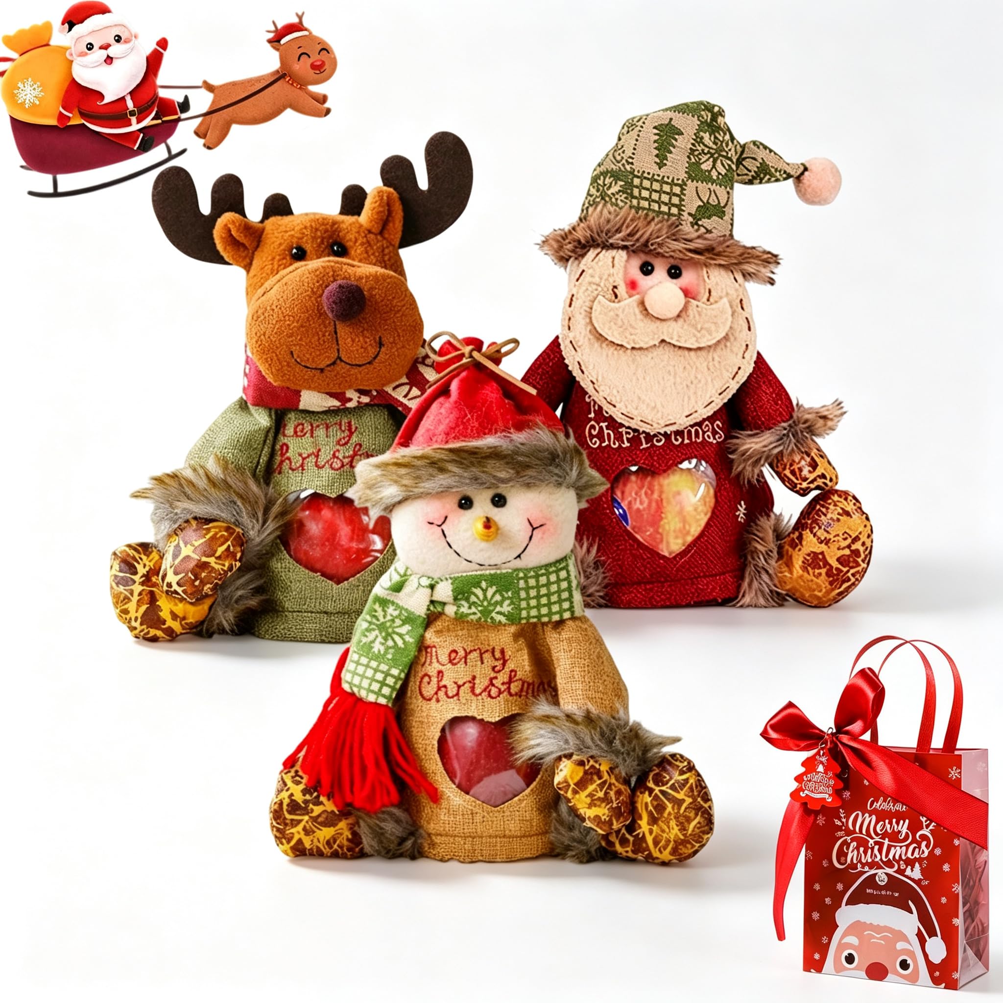 Christmas Gift Bags With Zipper, Reusable Chritmas Snowflake Storages (3PC)