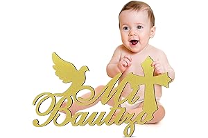 Mi Bautizo Letter Sign - Glitter Wooden Wall Hanging Baby Shower Decor