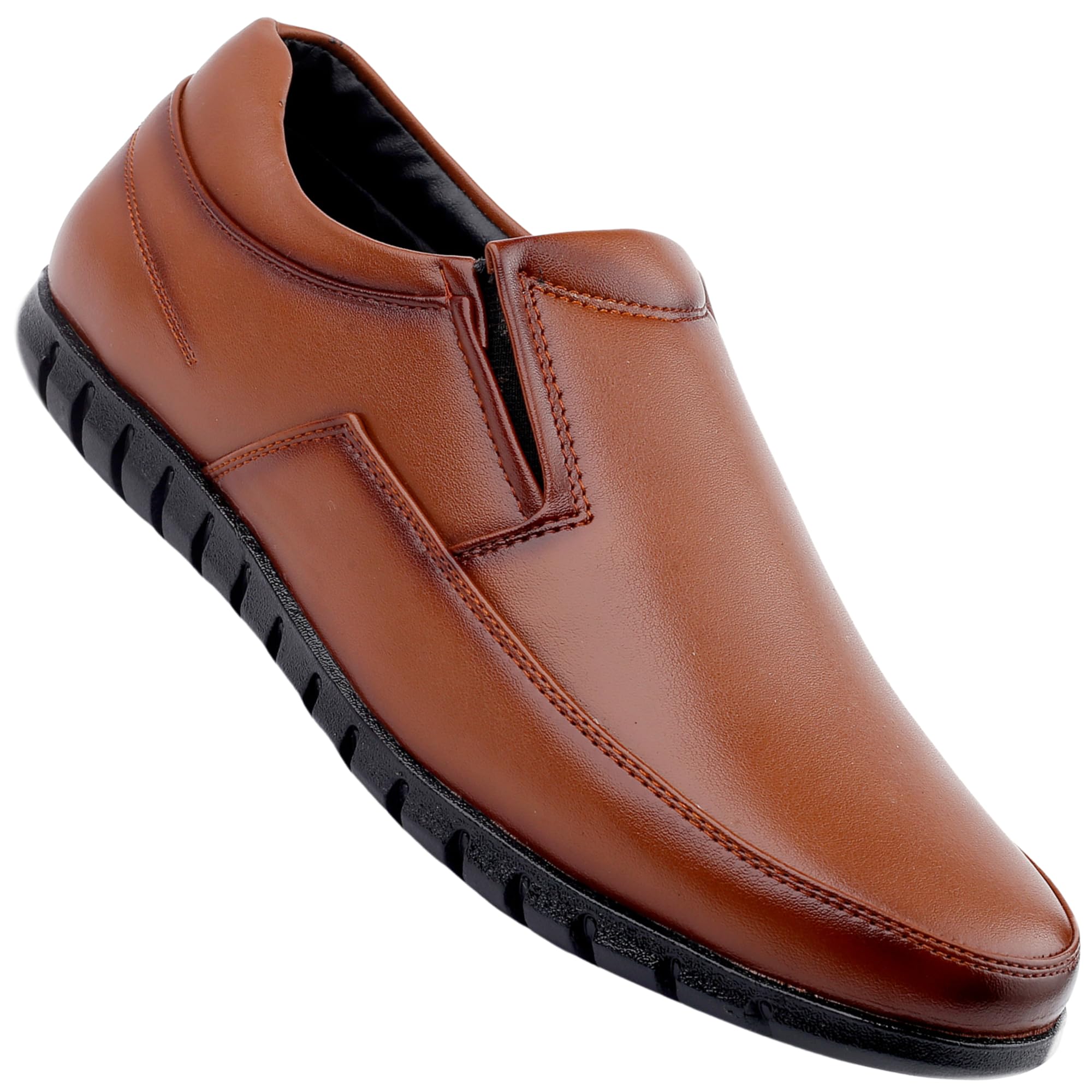 zixer Artificial Leather Formal Shoes for Men || Party, College, Wedding, Regular Office Shoes for Men Slip On Shoes for Men Without Laceless Shoes for Men (Tan)-picture-11