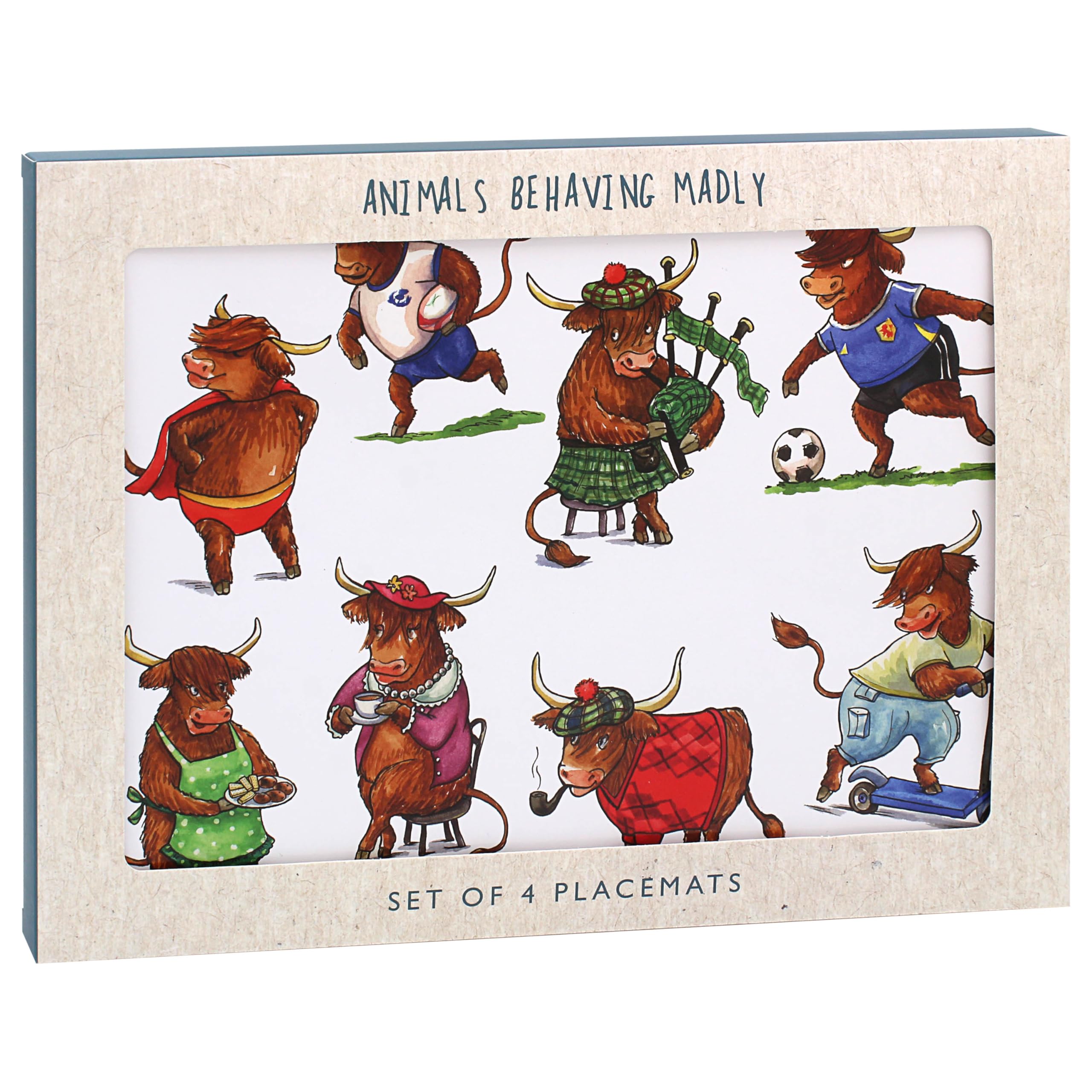 The Leonardo Collection Highland Cow Finola Stack Placemats Set Of 4 For Dining | Ideal Kitchen Mats Non Slip Washable Place Mats For Table | Easy To Clean Table Mat For Dinner Plates & Any Time Meal