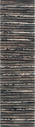 Miniatura 2 de Safavieh Natural Fiber Collection NF380Z - Alfombra de área de yute a rayas de 3 x 5 pies color negro y natural