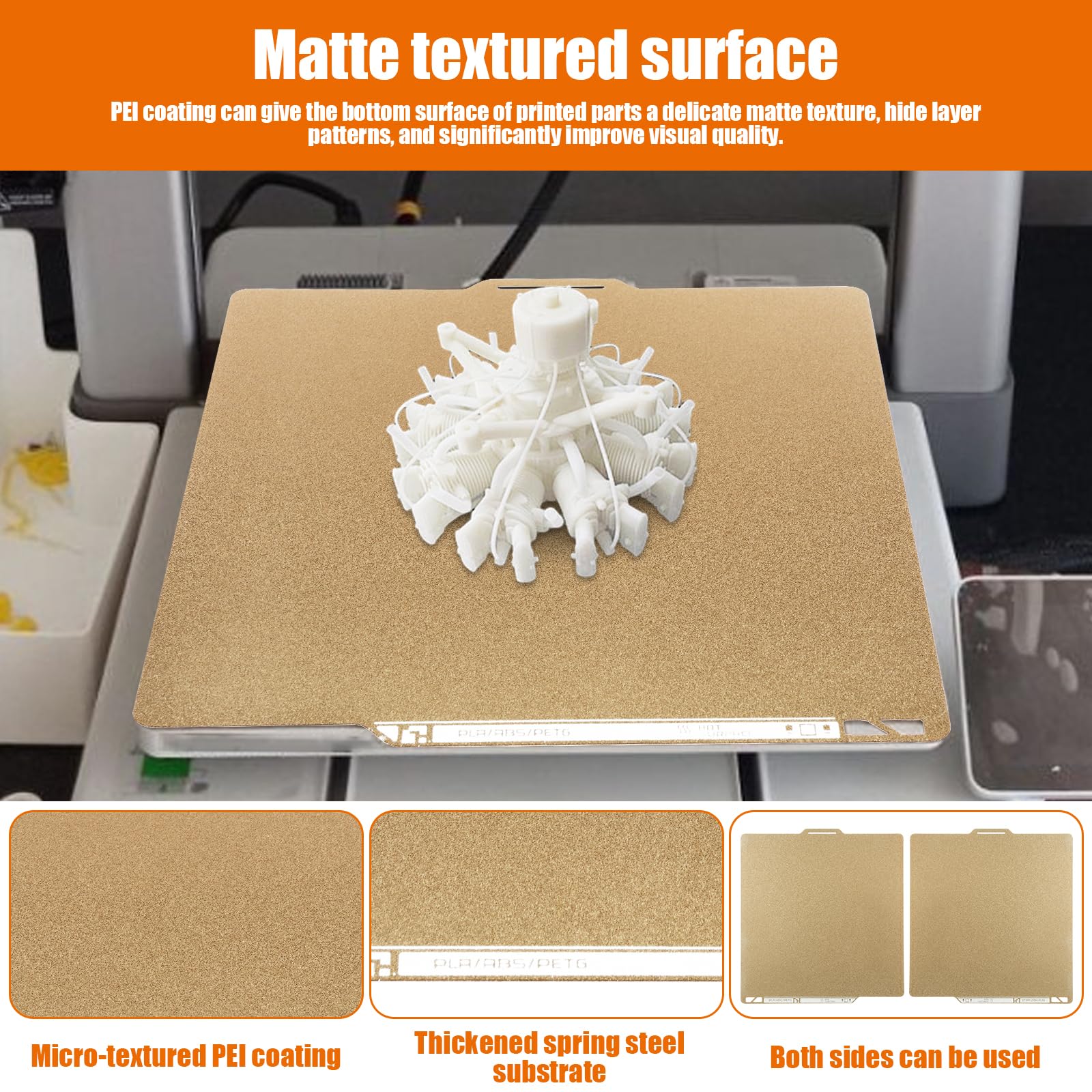 PEI Druckplatte 257x257mm Druckplatte für Bambulab Lab P2S X1 X1C X1E A1 P1P P1S, Gefrostet Textured 3D-Drucker-Plattformen mit 0,7 mm Federstahlplattenbasis (1 PCS)