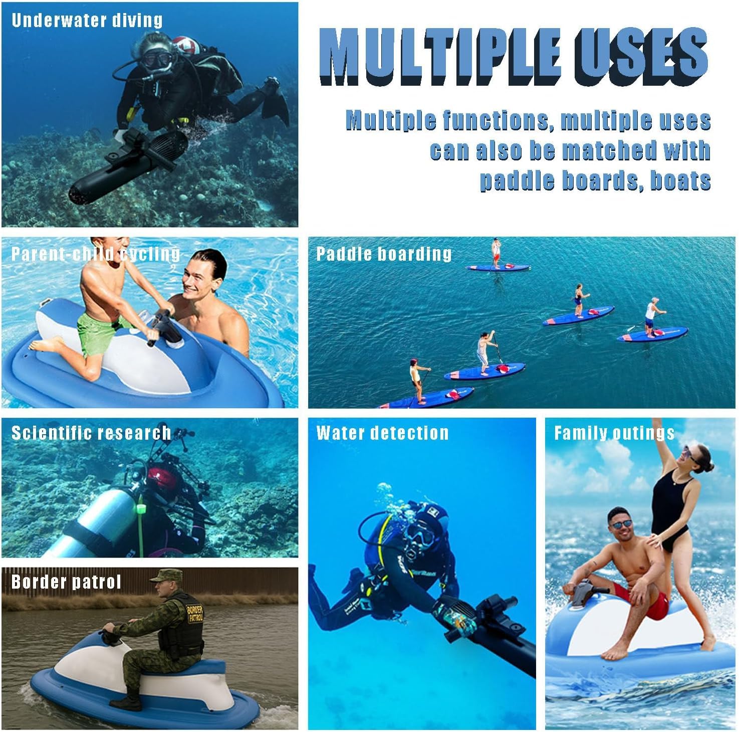 Moto Acuática Inflable Eléctrica Y Scooter Subacuático, Plegable, Velocidad De 3 A 7 Km/h, Autonomía De 40 A 130 Minutos, Ideal para Adultos, Blue Nothrusters