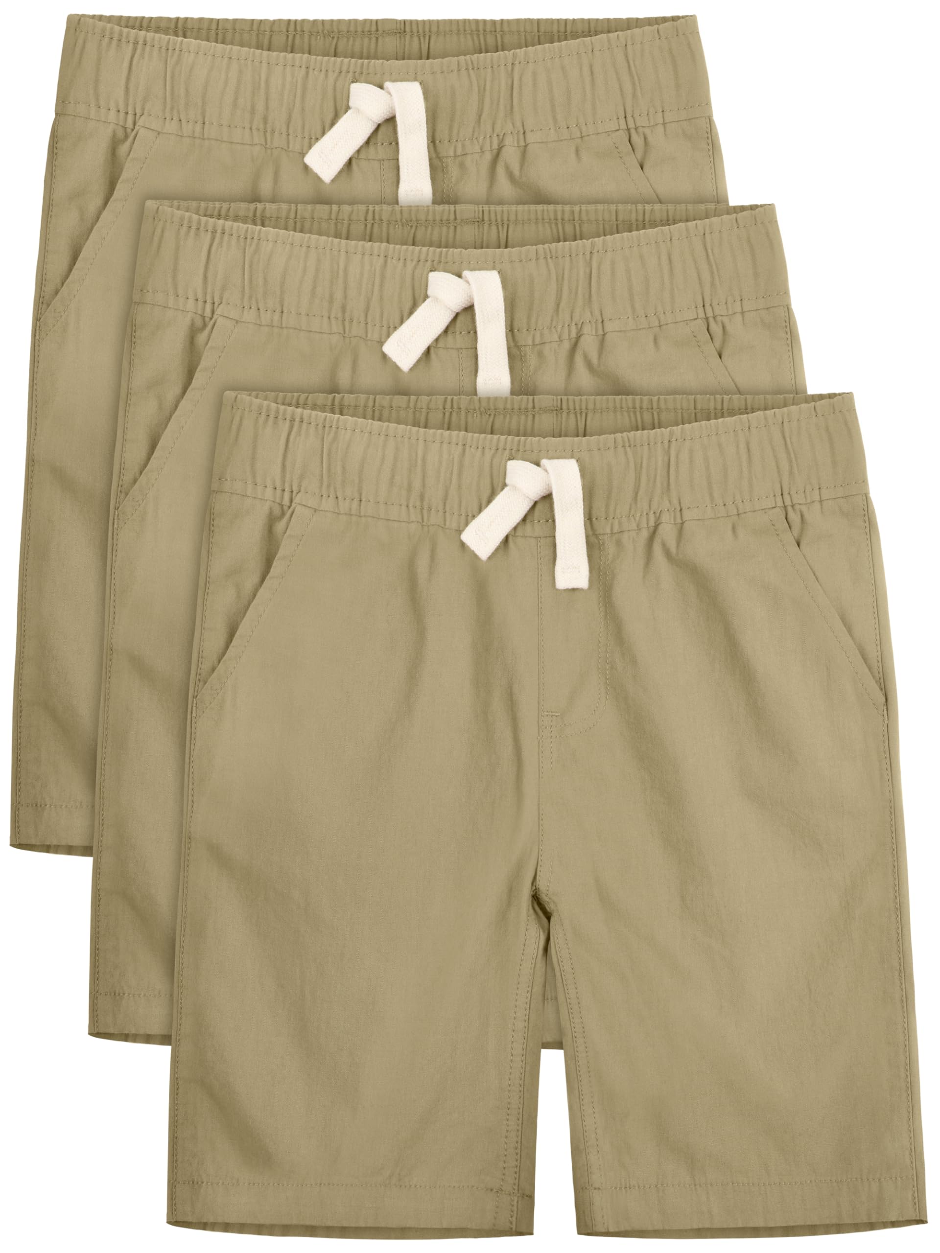 ohd 3 pack boys school uniform shorts casual summer shorts pull on elastic waist boys clothes with drawstring