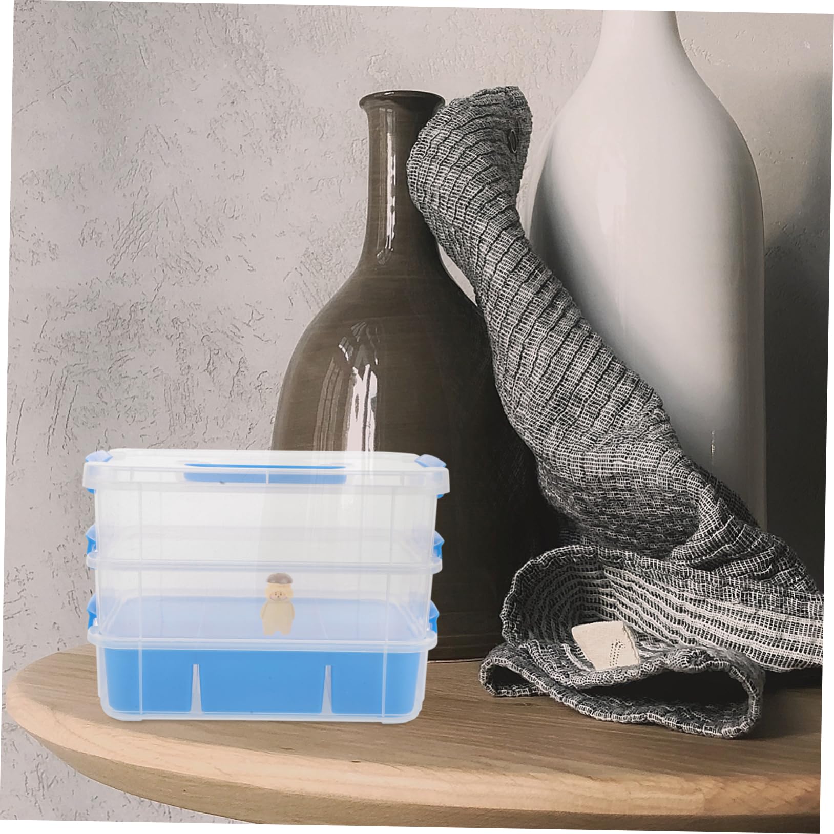 UKCOCO Stapelbare Kunststoff Organizer Aufbewahrungsbox mit Deckel und Mehreren Fächern Vielseitig für Bastelmaterialien und Kleine Teile im Büro und Outdoor Aktivitäten