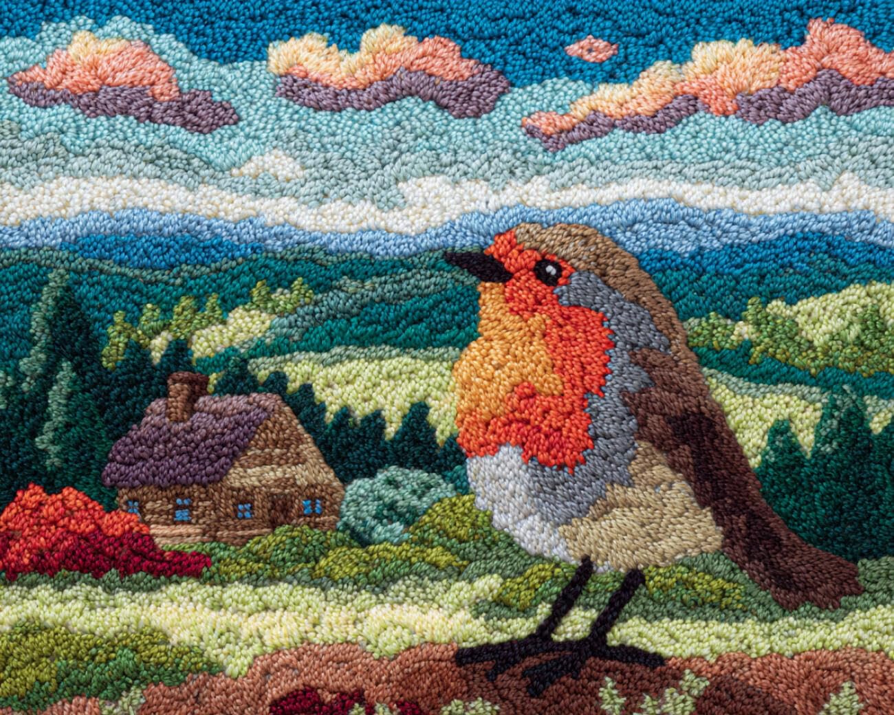 AMBATTERY Latch Hook Kits Carpet Birds and Landscapes 80x160cm