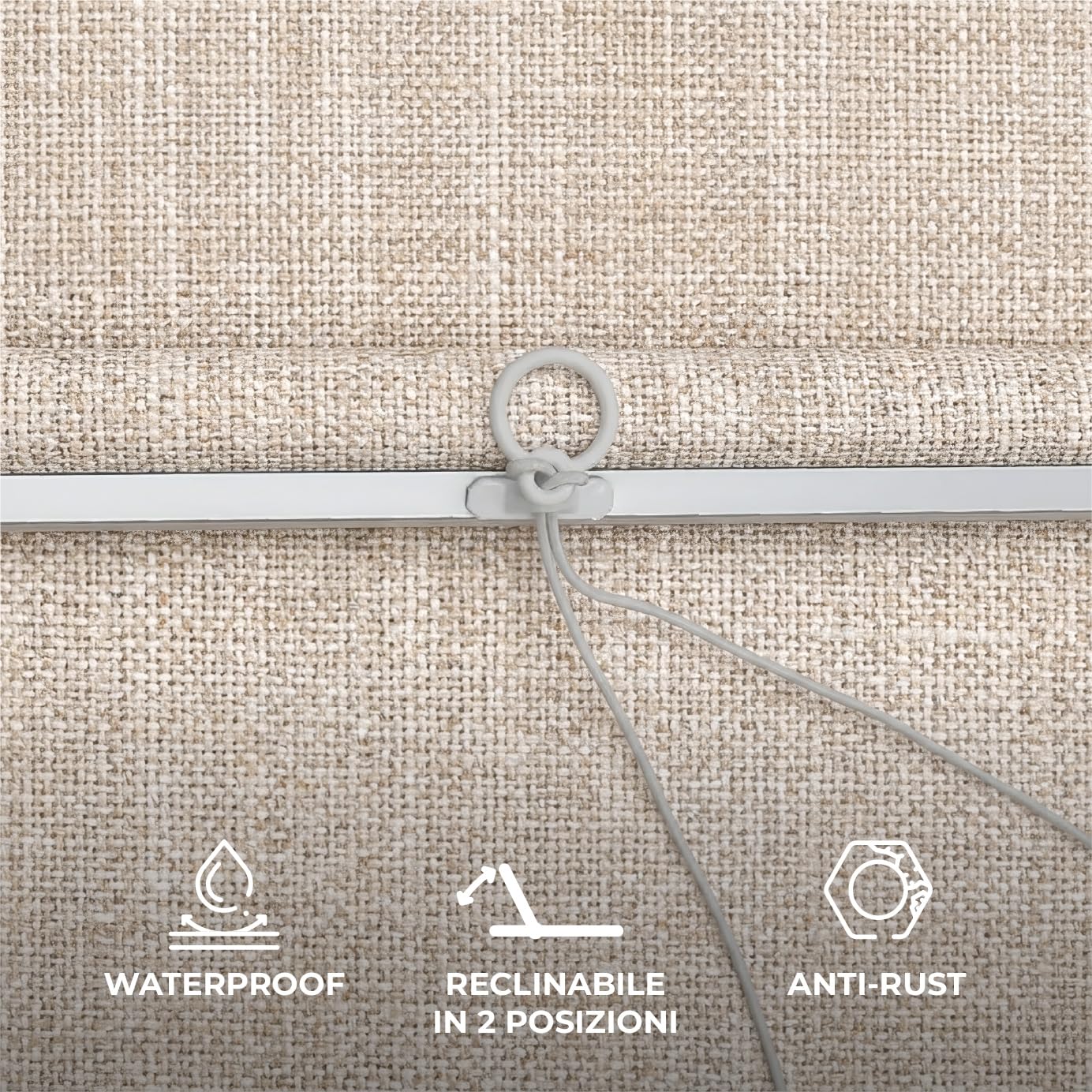 Lettino Prendisole Professionale Pieghevole e Impilabile con Parasole Regolabile, Schienale Reclinabile 2 Posizioni, Struttura in Alluminio, Tessuto Impermeabile UV Resistente, Portata 110 Kg - Beige