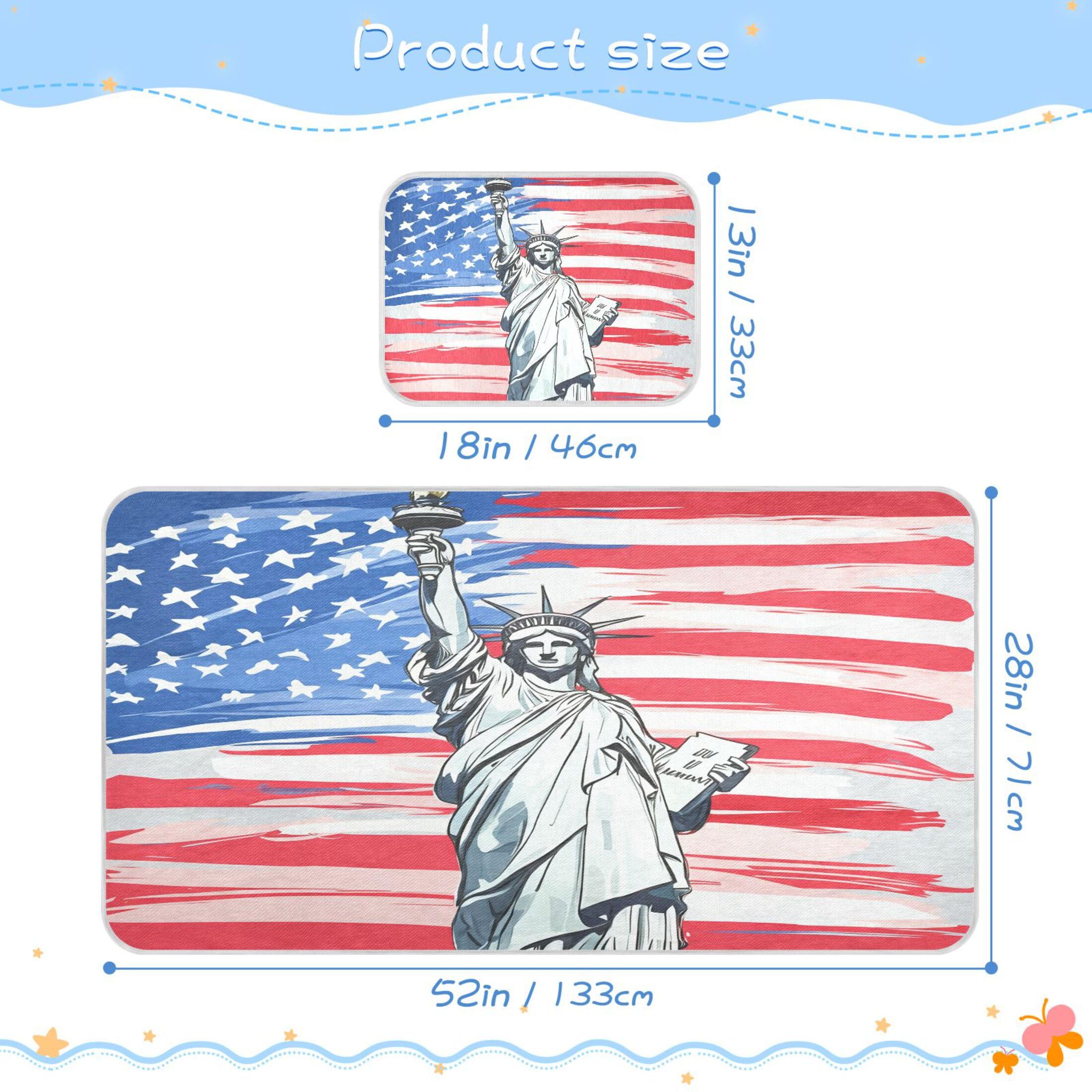Takiito American Flag Baby Cooling Mattress Pad, Soft & Breathable Cooling Mat Keep Baby Cool in Summer 28x52 in, Nursery Essential