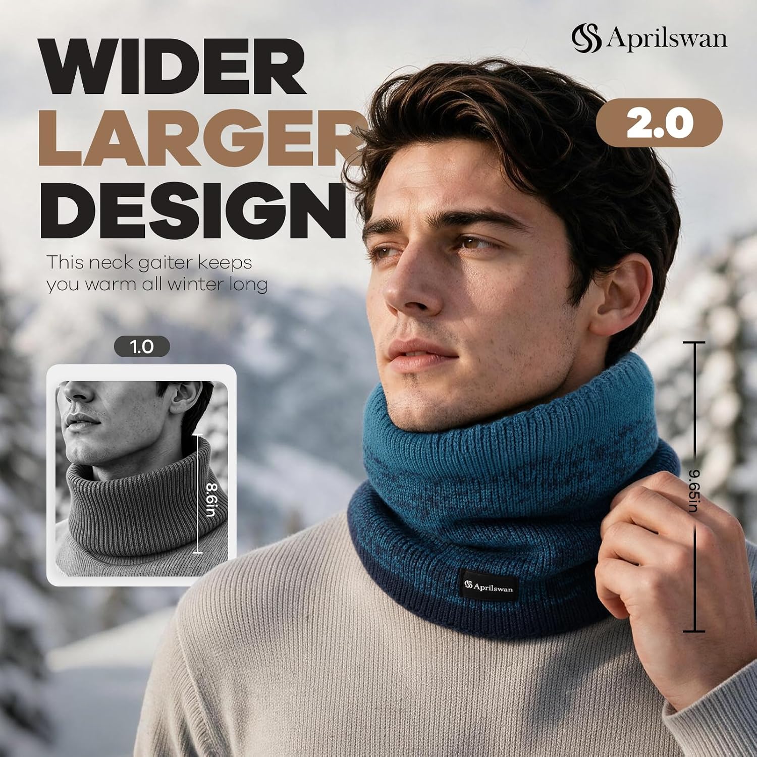 Knitted Neck Warmer, Ombre Winter Ski Neck Gaiter for Men/Women image 5