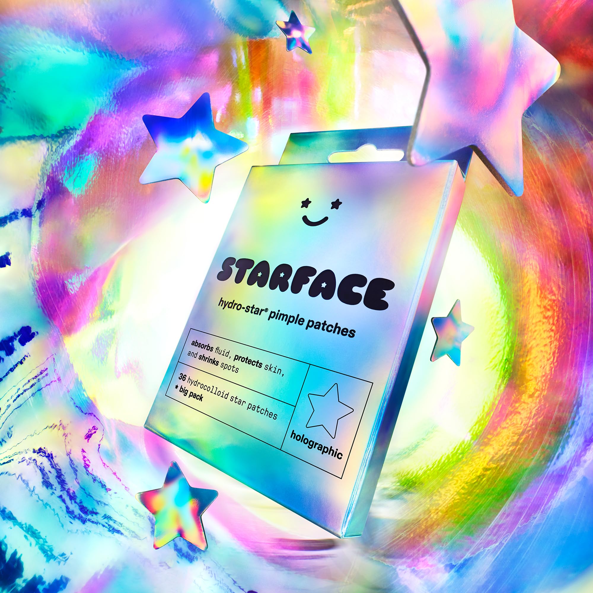 Starface Hydro-Star®, cerotti olografici per brufoli, idrocolloidi, restringimento clinicamente testato in 6 ore, assorbe i liquidi, riduce gli arrossamenti, vegano, cruelty-free, esclusiva Amazon (36