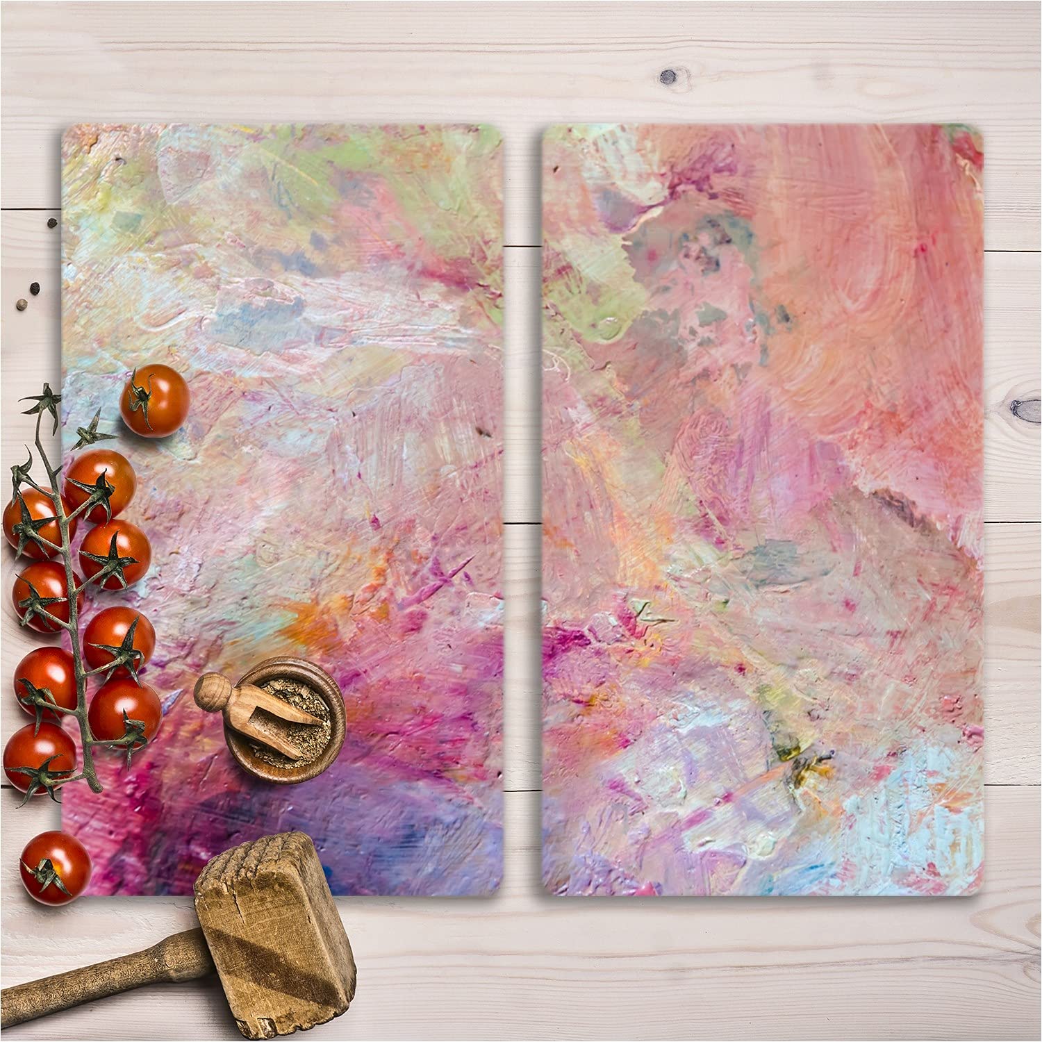 Tagliere In Vetro Temperato 30x52 Cm - Con Stampa Floreale, Resistente Al Calore, Per Cucina E Cottura