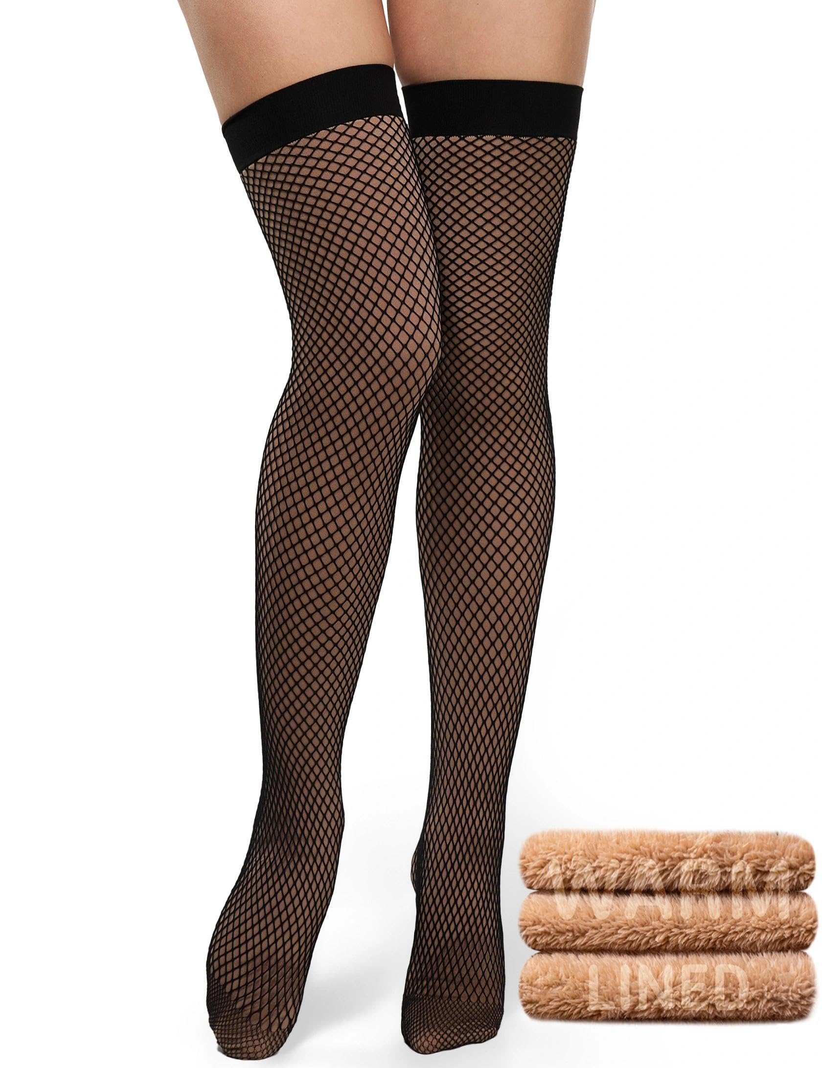 Thigh High Socks Women Over Knee Boot Stockings Fleece Lined Sheer Thick Thermal Fake Translucent Long Leg Warmers