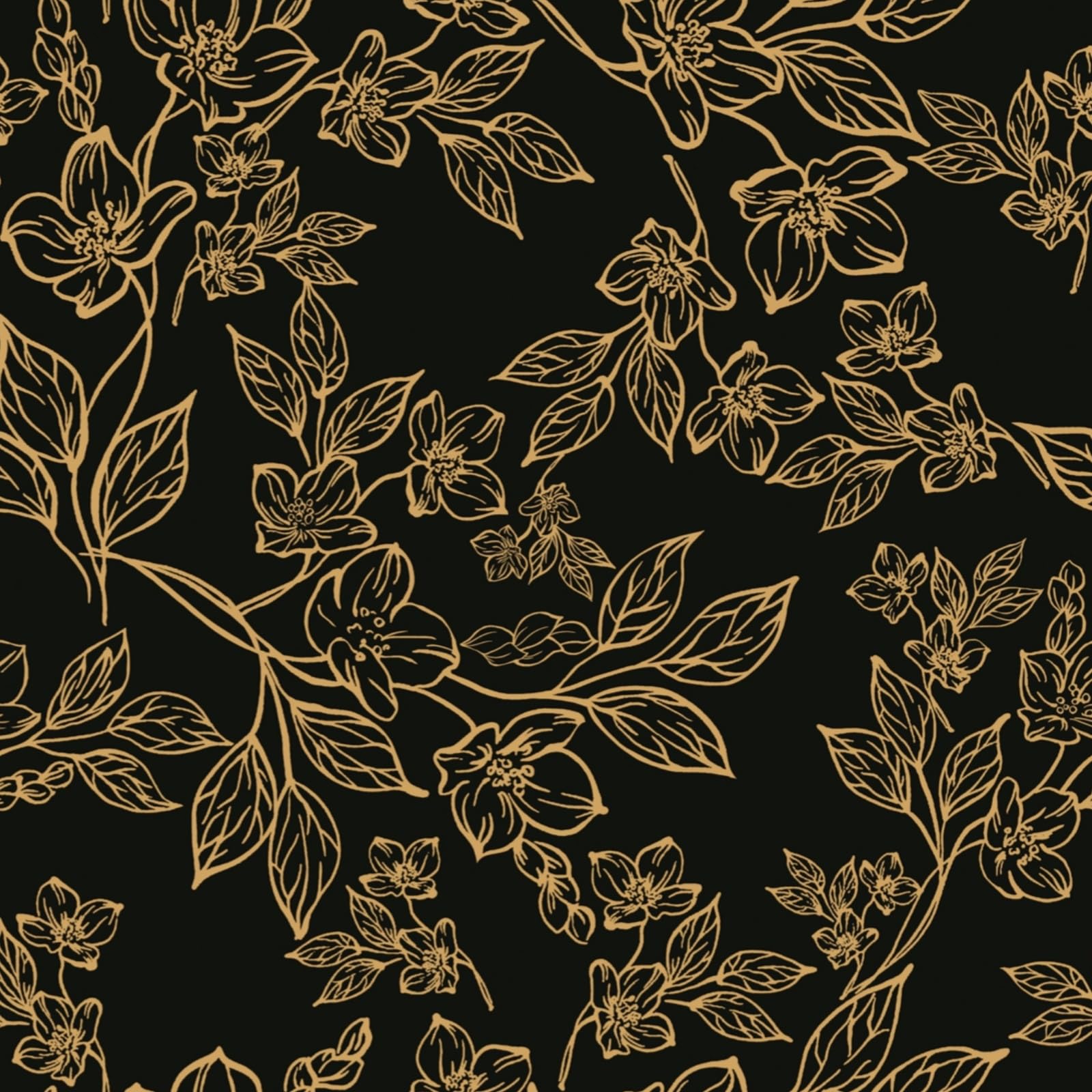Ismoon Vintage Floral Wallpaper Peel and Stick Black and Gold Stick on Wallaper Dark Contact Paper Removable Self Adhesive Wall Paper for Cabinets