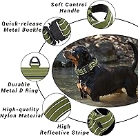 Vista 27 de Tactical Dog Collar, Adjustable Military Training Reflective Nylon Dog Collar with Control Handle, Heavy Duty Metal Buckle for Medium and Large Black
