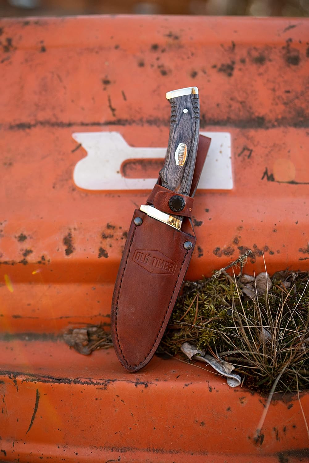 Old Timer Heritage Series 169OT 10.25in Fixed Blade Knife with Stainless Steel Drop Point Blade, Laminate Wood Handle, Full Tang Design, and Leather Sheath for Hunting, Camping, EDC, and Outdoors : Everything Else