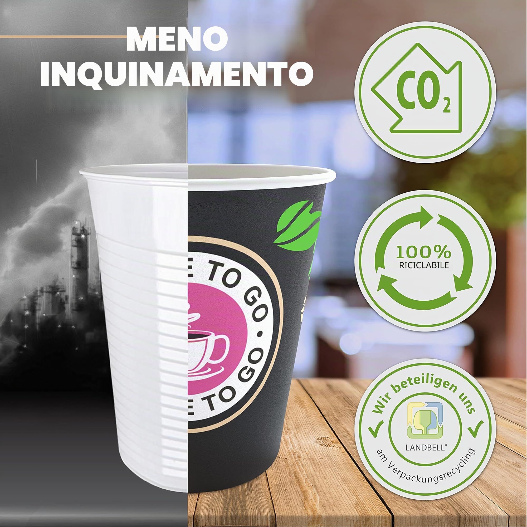 CupCup 100 Bicchieri Carta per Prendere il Caffè - Tazza con Coperchio di 8 Oncia per il Prendere il Caffè, il Tè, le Bevande Calde e Fredde