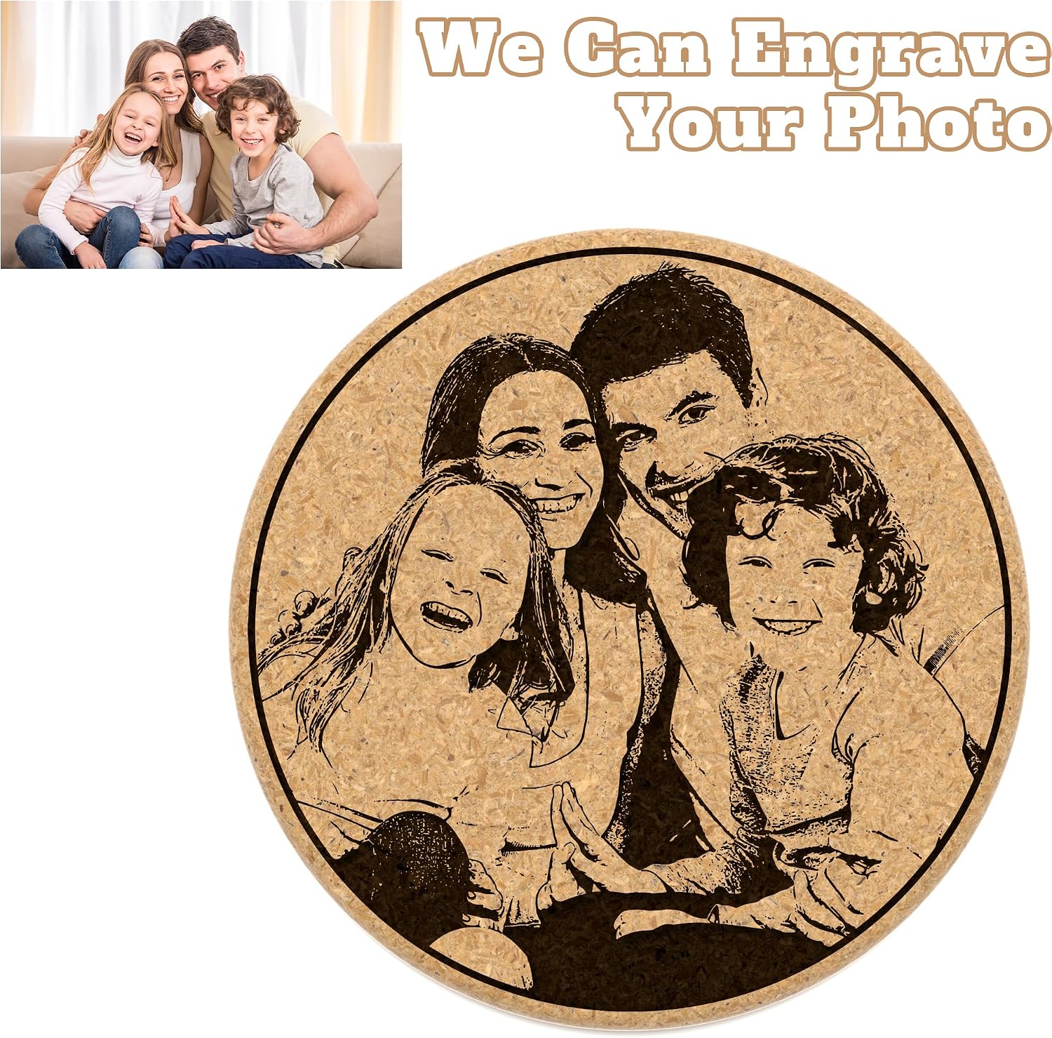 30 Custom Coasters, Personalized Cork Coaster Laser Engraved with Own Design Logo Text, Non-Slip Heat-Resistant Custom Cork Coaster for Wedding, Anniversary, Family Reunion Gifts (Thickend Round)