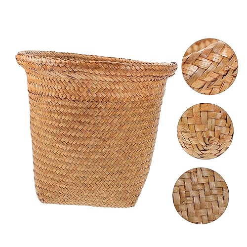 Miniatura 5 de NUOBESTY Bote de basura de mimbre, cesta de basura de ratán, macetas de jacinto, cesta de almacenamiento tejida para oficina en casa