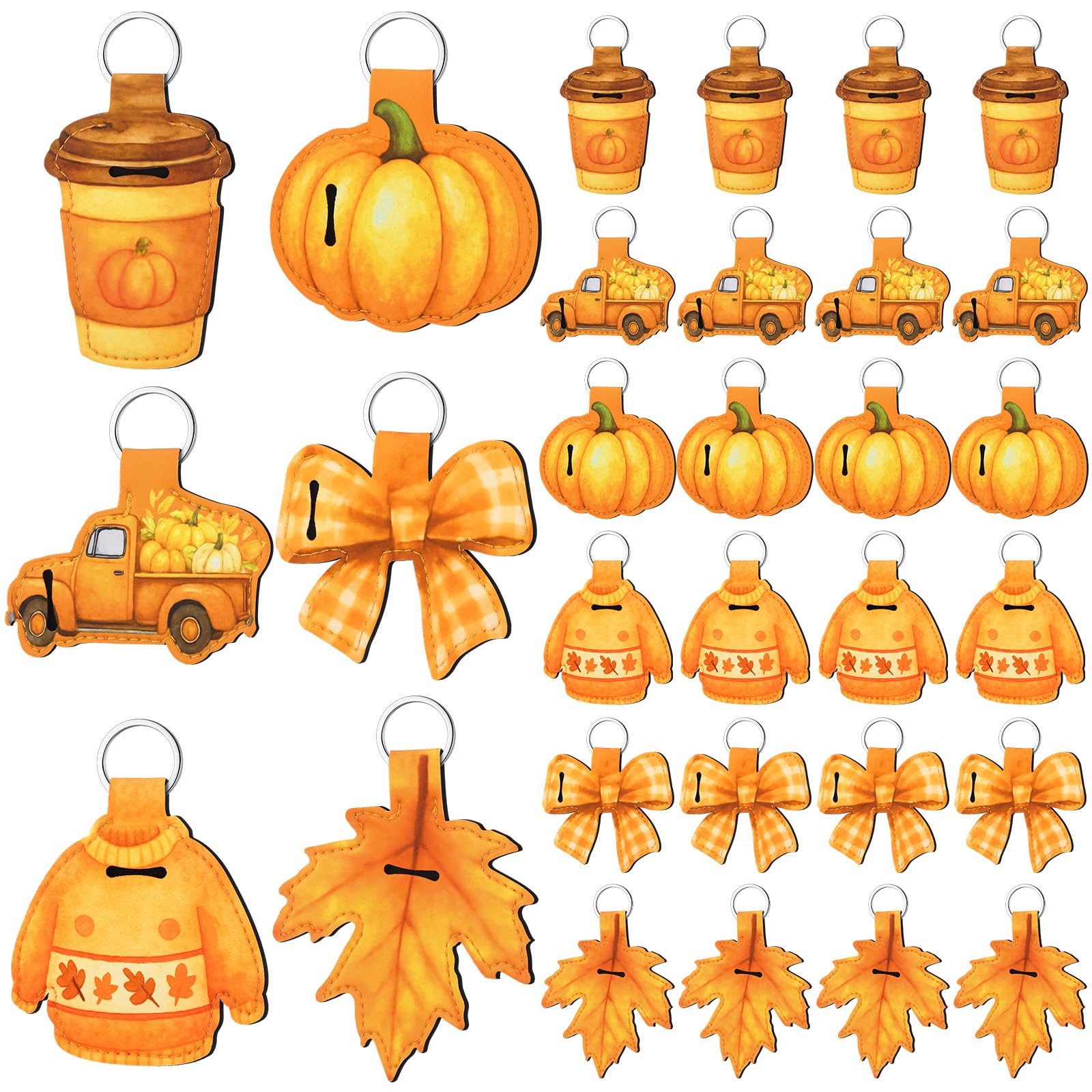 Kenning 24 Pcs Fall Gifts Bulk Lip Balm Holder Keychain Fall Party Favor
