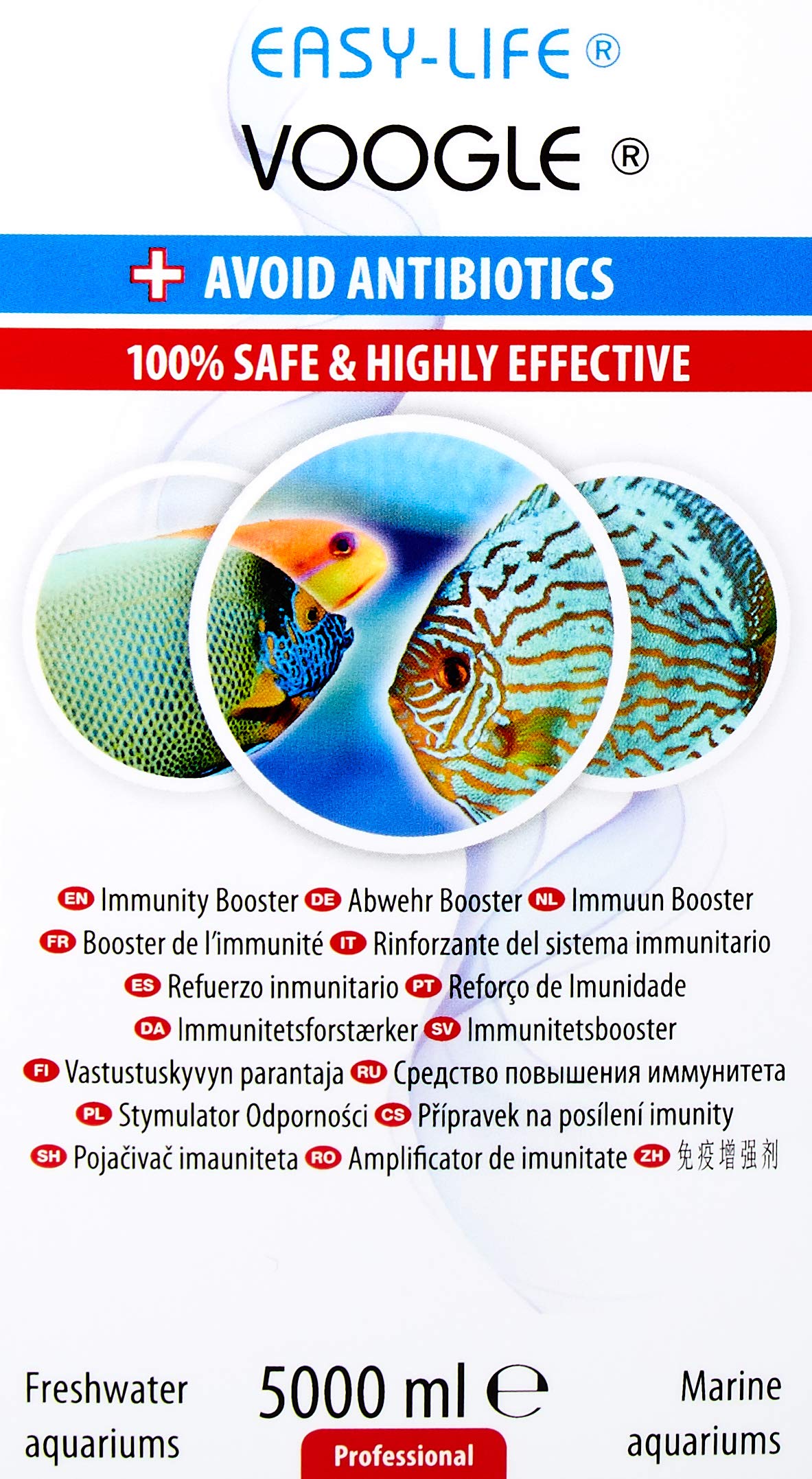 Easy-Life Voogle Acondicionador Preventivo Natural, Refuerza el Sistema Inmunitario y la Salud de los Peces, Sin Antibióticos, Apto para Agua Dulce y Salada, 5L