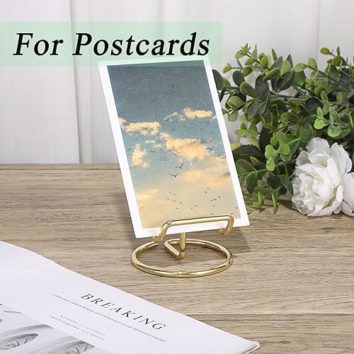 Miniatura 5 de Hipiwe 3 paquetes de soporte de metal para tarjetas de visita para teléfono celular, soporte moderno para tarjetas de visita para escritorio,
