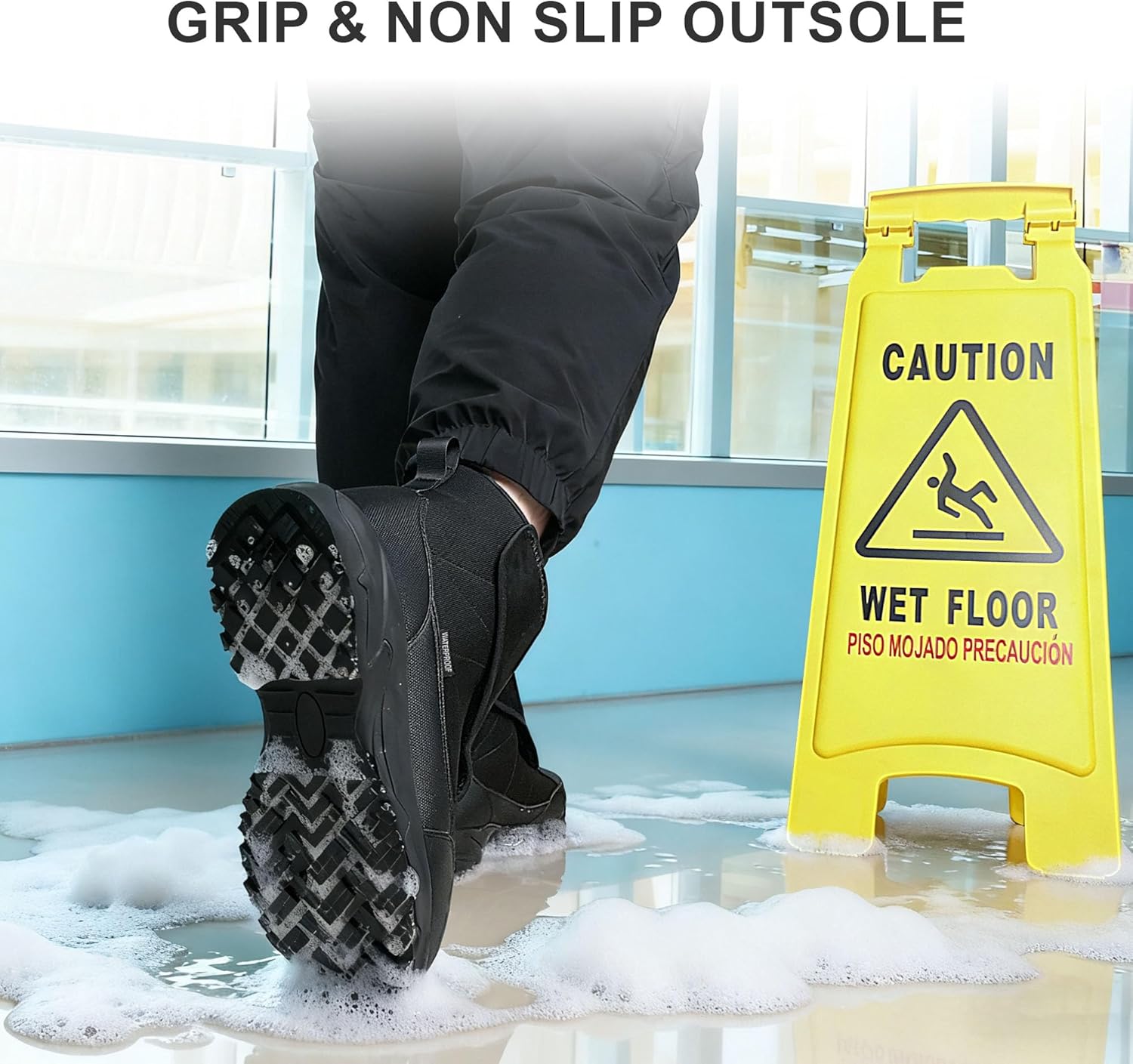 Men's Winter Waterproof Snow Boots Warm Slip On Mid-Calf Booties Non-Slip Work Boots Lightweight Outdoor Athletic Diabetic Boots - Image 5