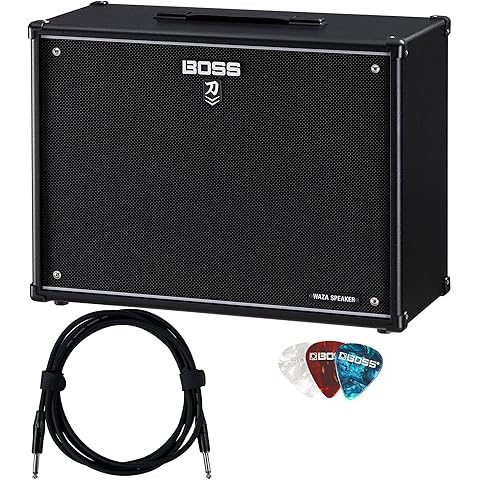Boss KTN-C212W Katana 2x12-Inch Waza Extension Guitar Amplifier Cabinet Bundle with 10ft Instrument Cable and Boss Picks