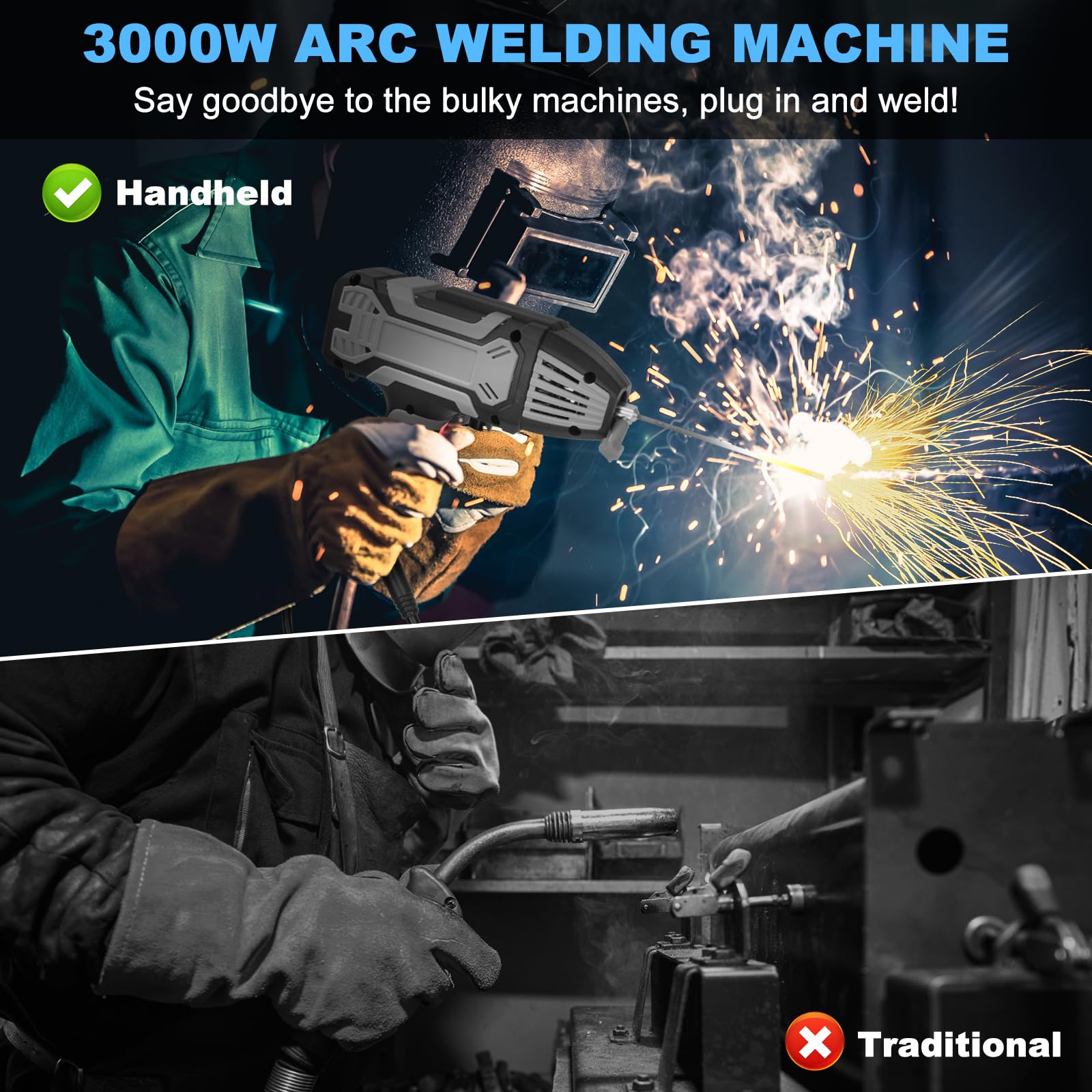 Umelee Portable ARC Welder 220V, Handheld Welding Machine with Welding Rod Clamp, 5 Welding Rods, Handheld Mask - Image 3