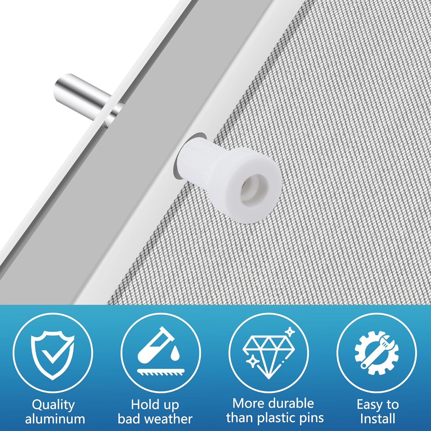 30 Pack Window Screen Plunger Latches with Caps-5/32" x 1-1/2" Aluminum Alloy Window Screen Retainer Pins-Replacement Window Screen Clips for Securing Window Screens