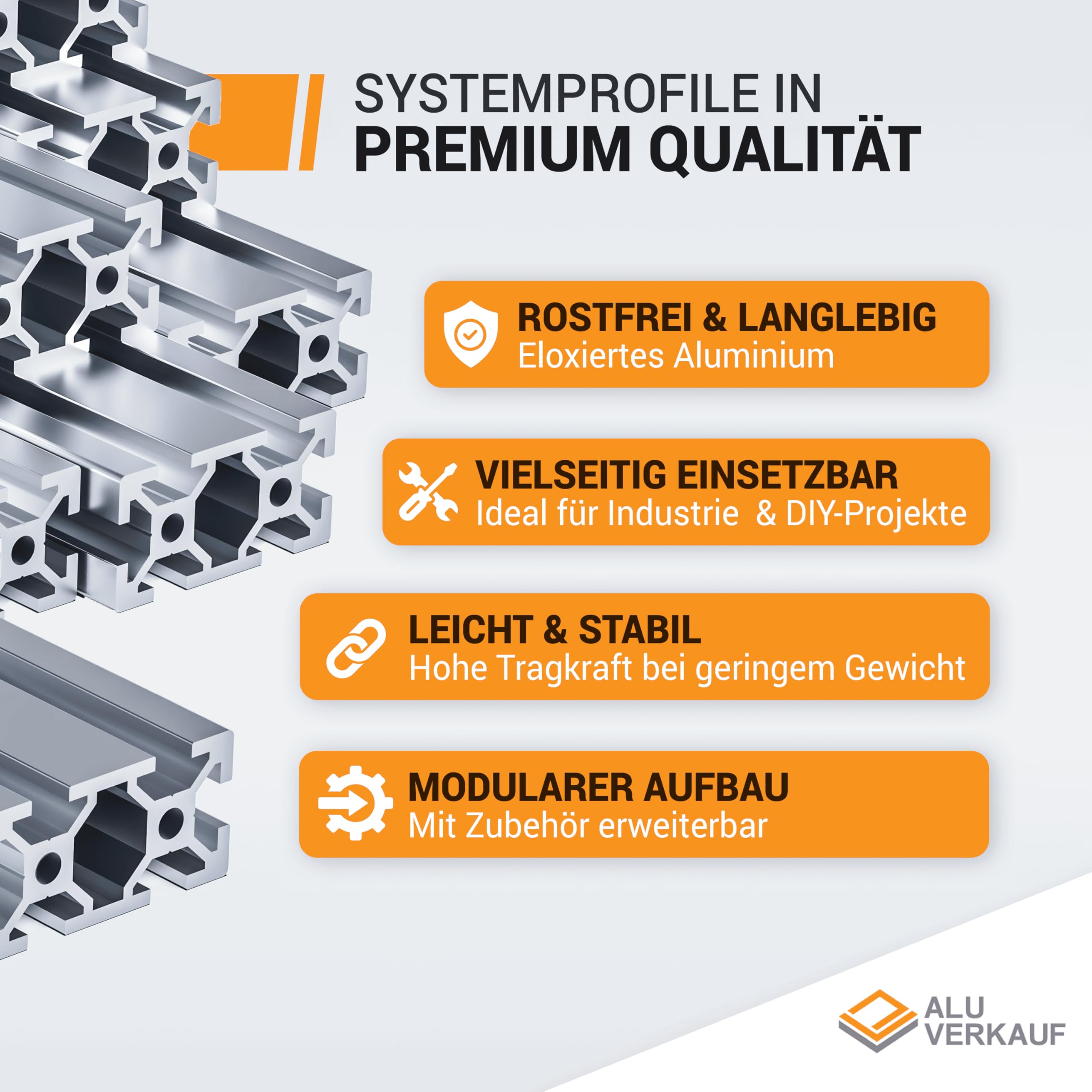 Alu-Verkauf Aluprofil 40x40mm Nut 8-1x Aluminium Profil 1100mm - Maße & Stückzahlen wählbar - T-Nut Schiene - Systemprofil aus Aluminium für Profis und Hobbyanwender