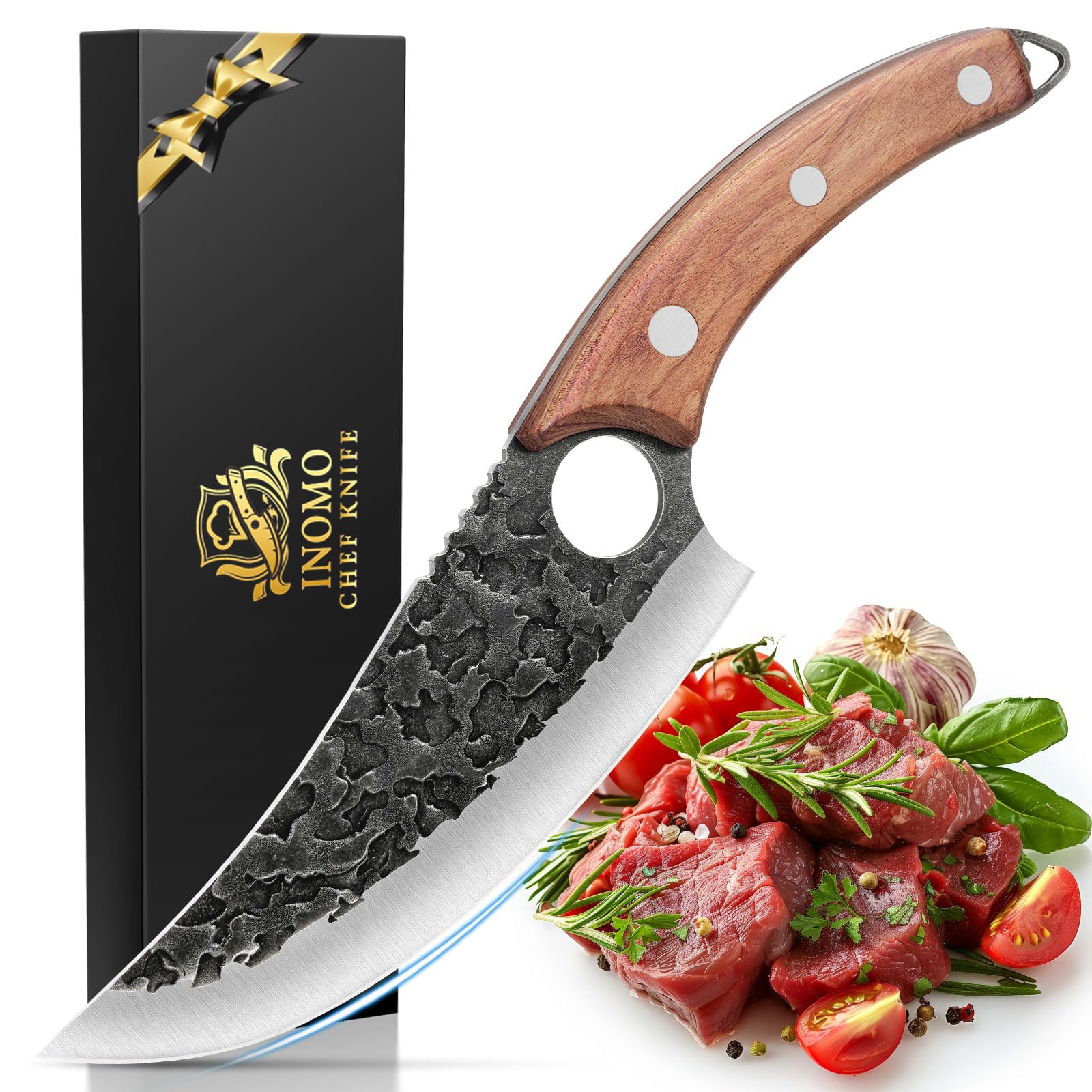 INOMO Vatertagsgeschenk für Papa, Geschenke für Männer Profi Kochmesser, Vatertag Geschenk Japanisches Messer Edelstahl Edelstahlmesser, Geschenke für Papa Küchenmesser Scharf zum Allzweckmesser