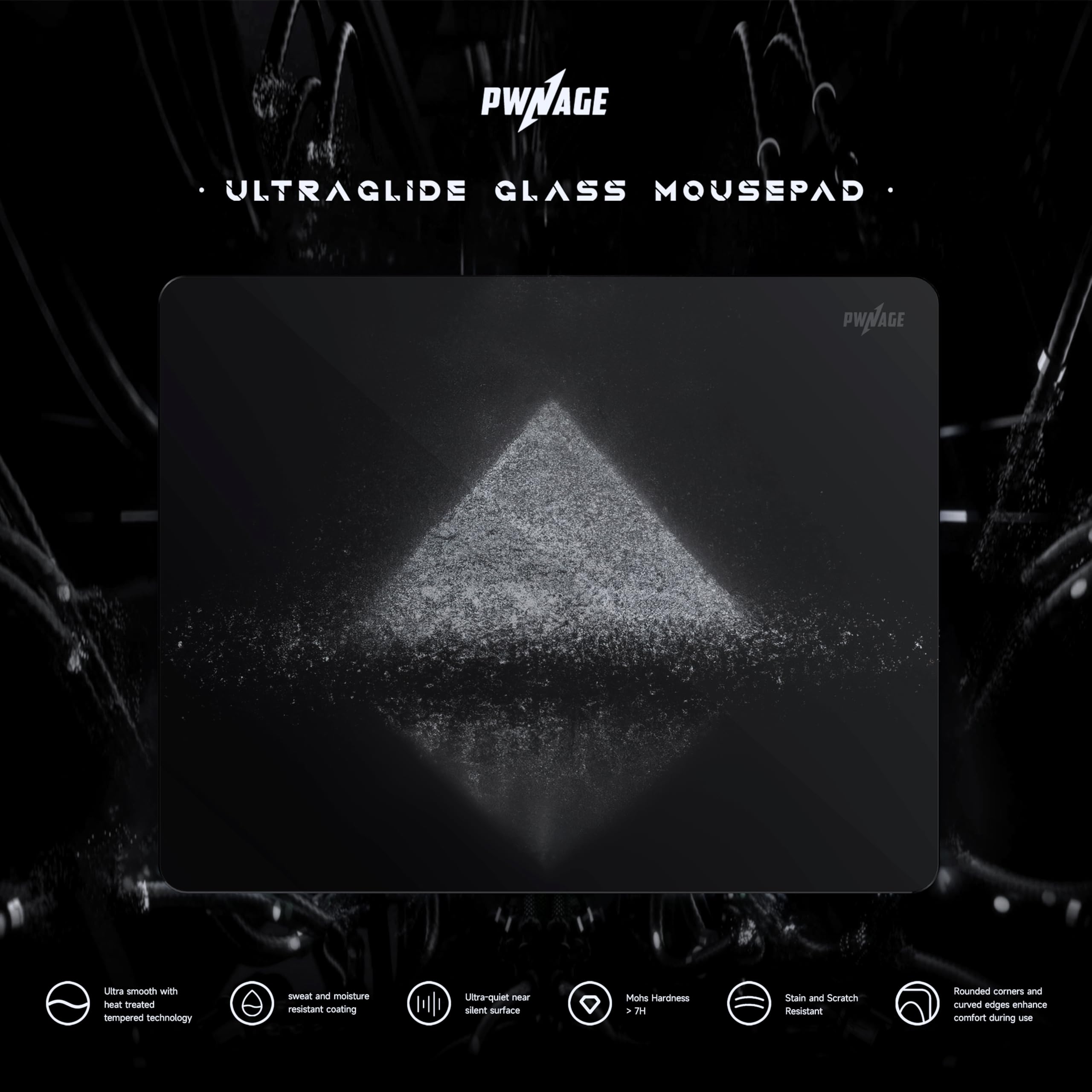 PWNAGE Ultra Glide Tempered Glass Mouse Pad – Large, 430×340 mm, 4