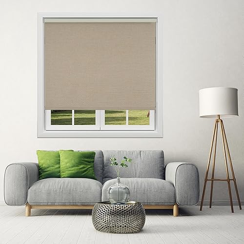 Miniatura 2 de Boolegon Persianas enrollables opacas de tela con aislamiento térmico y protección UV, fácil instalación, para oficina en casa, 58 pulgadas de ancho