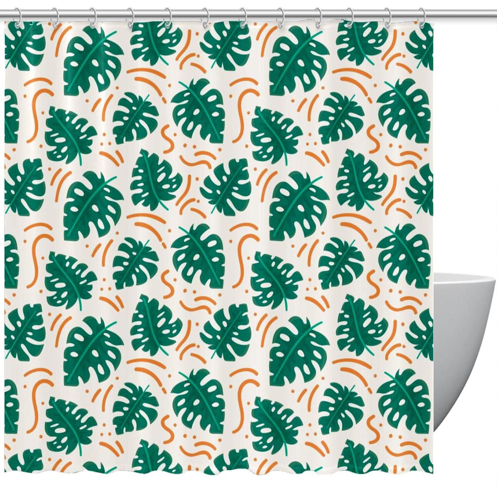 Rideau de douche Monstera contre les projections d'eau - Salle de bain propre