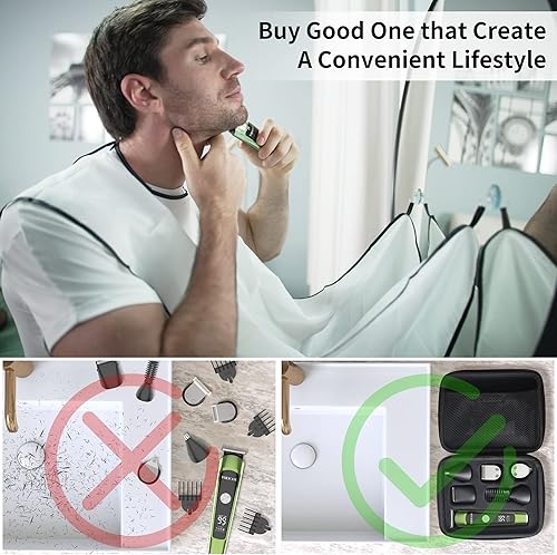 Miniatura 2 de VIKICON Cortadora de barba para hombre kit de aseo de barba todo en uno, maquinilla de afeitar eléctrica inalámbrica para hombres, afeitadora de