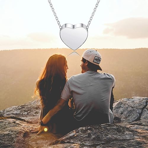 Miniatura 7 de BEILIN Collar de urna de plata de ley 925 para cenizas para mujer, recuerdo conmemorativo de corazón, joyería de cremación para cenizas (corazón