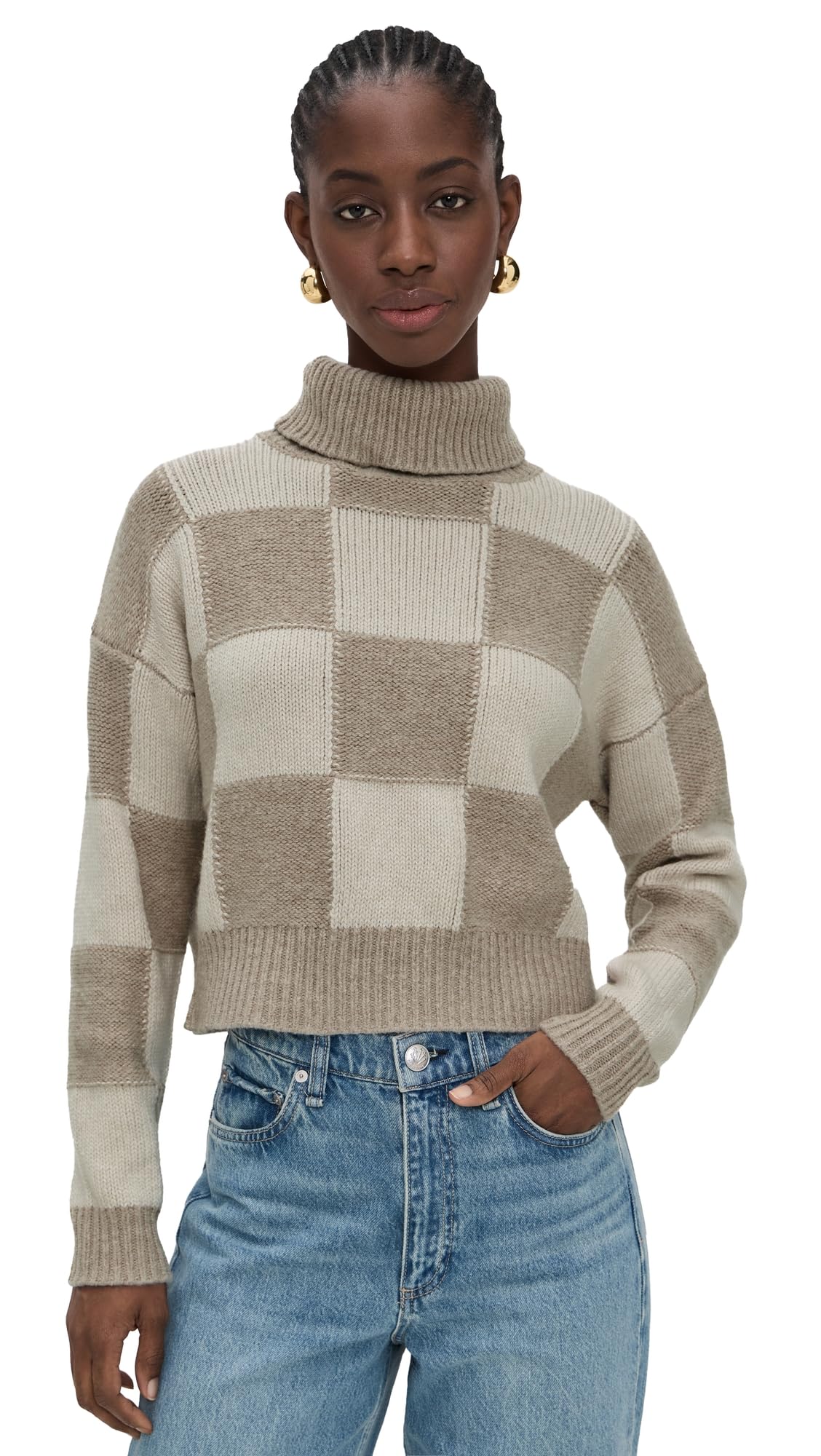 Splendid Womens Thea Checkerblock Sweater