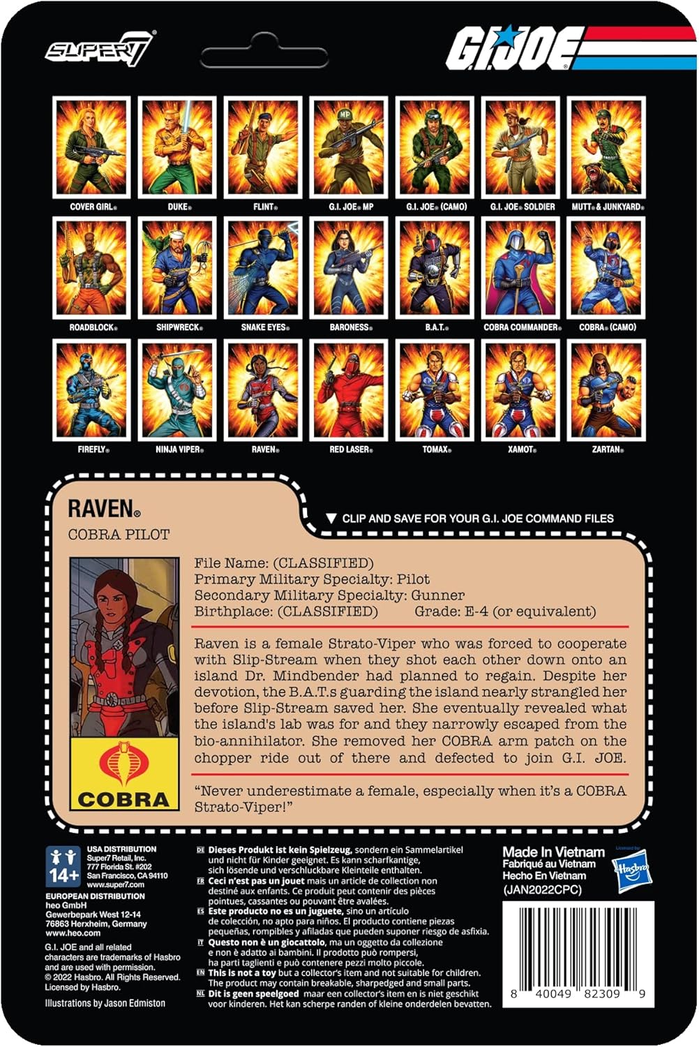 SUPER7 - G.I. Joe Raven Cobra Pilot 3.75 in Reaction Figure, Multicolor, 9,5 cm - Image 3