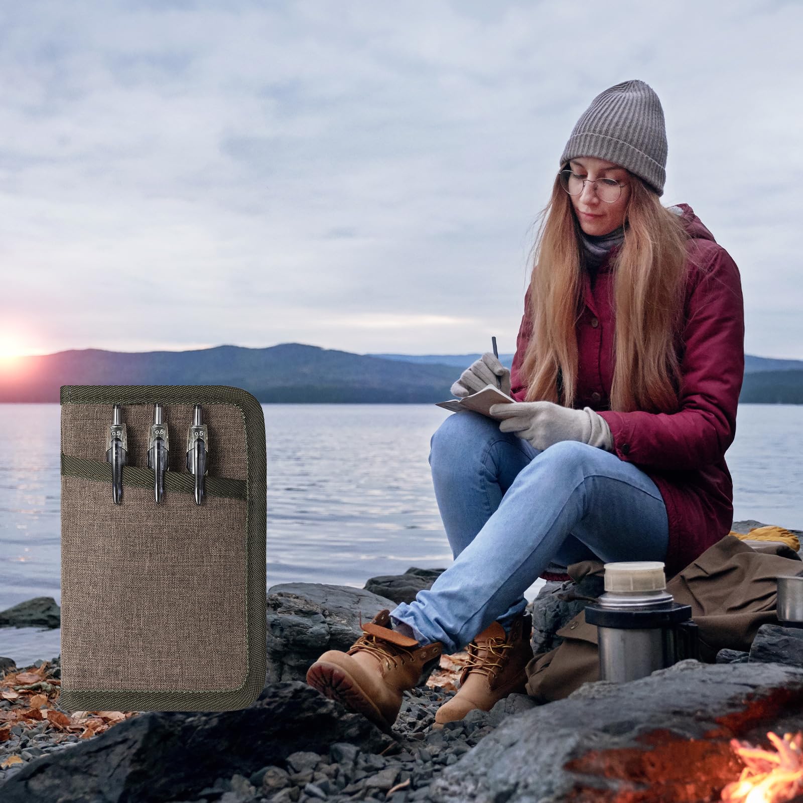 Notebook Cover - Used For Field Note Notebooks, Pocket Notebook 3.5x5.5, Diary Cover With Pen Holder, Waterproof Cover Waxed Canvas