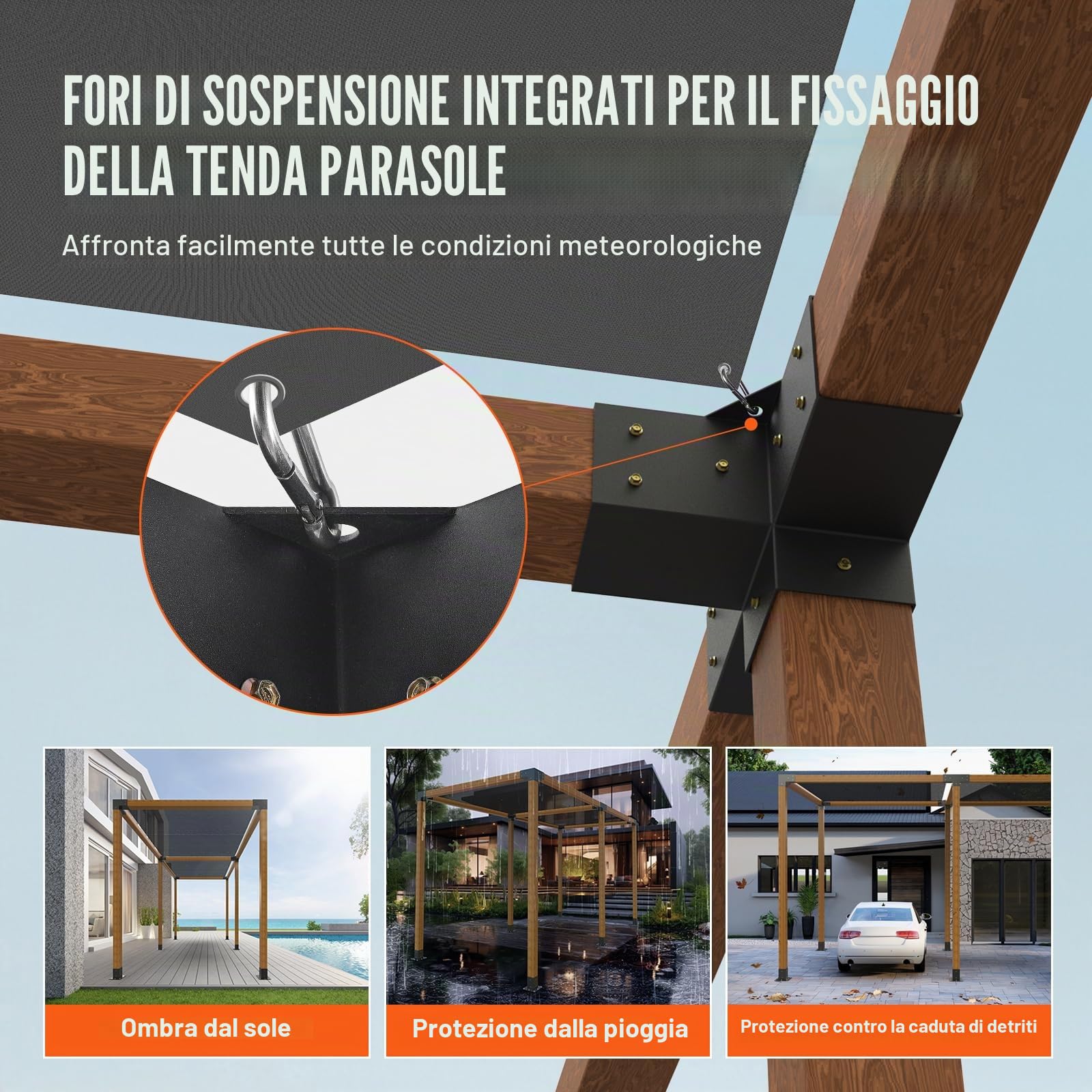 VEVOR Kit Staffe per Pergola 10x10 cm Supporto per Pali in Legno da Carpenteria 2 Staffe Angolari a 4 Vie Kit per Travi Fai da Te per Gazebo, Pergolati da Patio, Cabine, Kit Staffe per Pergola 2 pz