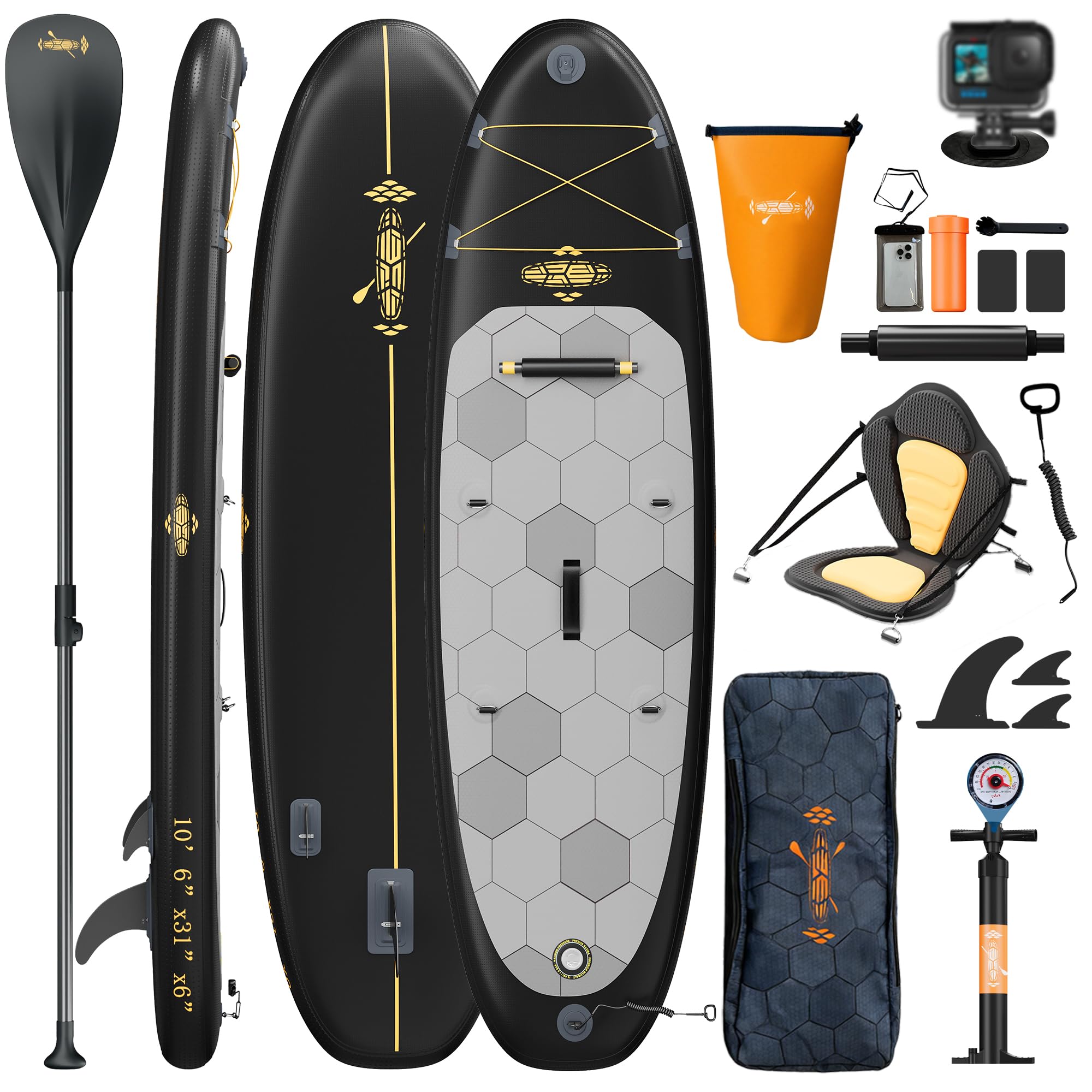Devoko Stand Up Paddling Board Aufblasbar, mit Universal Kamerahalterung und Sitz. SUP Board Set mit 2-in-1-Sup Paddel. Standup Paddle Boards 320 × 80cm, Geeignet zum Anfänger, Sitzen, Stehen, Liegen