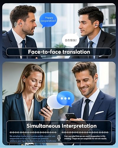 Miniatura 5 de Auriculares de traducción AI en tiempo real 198 idiomas 80H Playtime Translator EarBuds Audifonos Traductores Inglés Inglés Inglés Auriculares