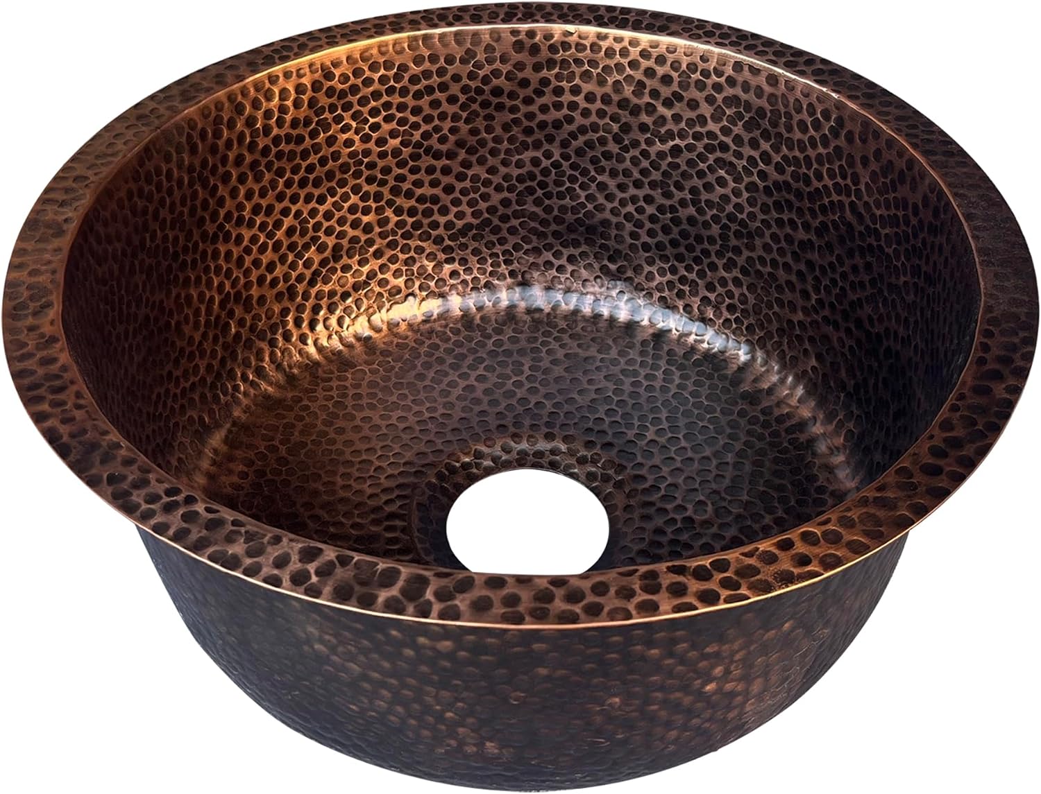 CT Copper Tailor Copper Single Bowl Bar Prep Sink,Custom Handmade Undermount Sink,18 X 18 inch,Round,16 Gauge Thick,with Basket Drainer