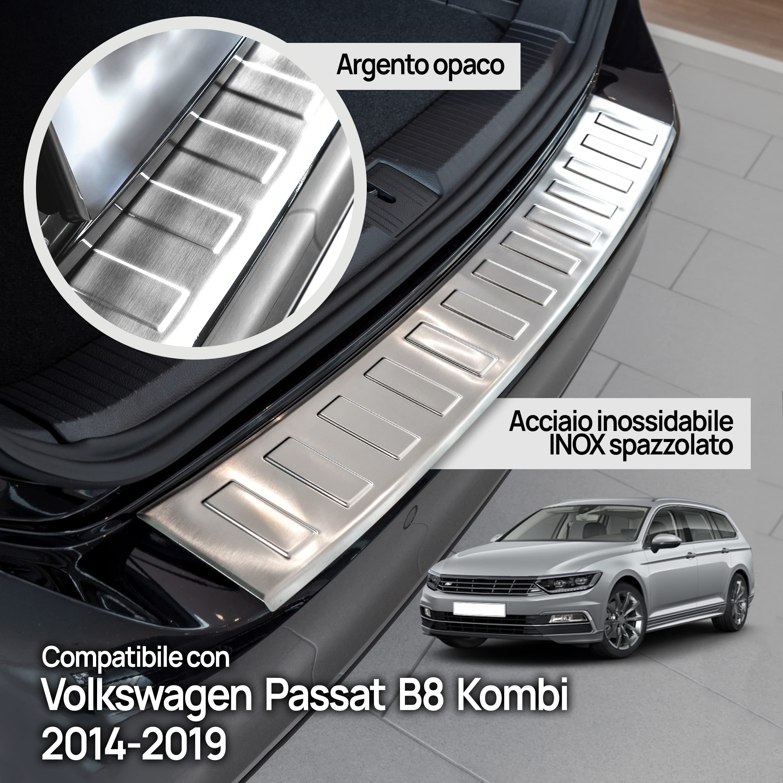 Protezione Per Paraurti Posteriore In Acciaio Per Volkswagen Golf VIII Hatchback  5 Porte 2019 Croni 4 Trapezi Nero Pellicola Carbon