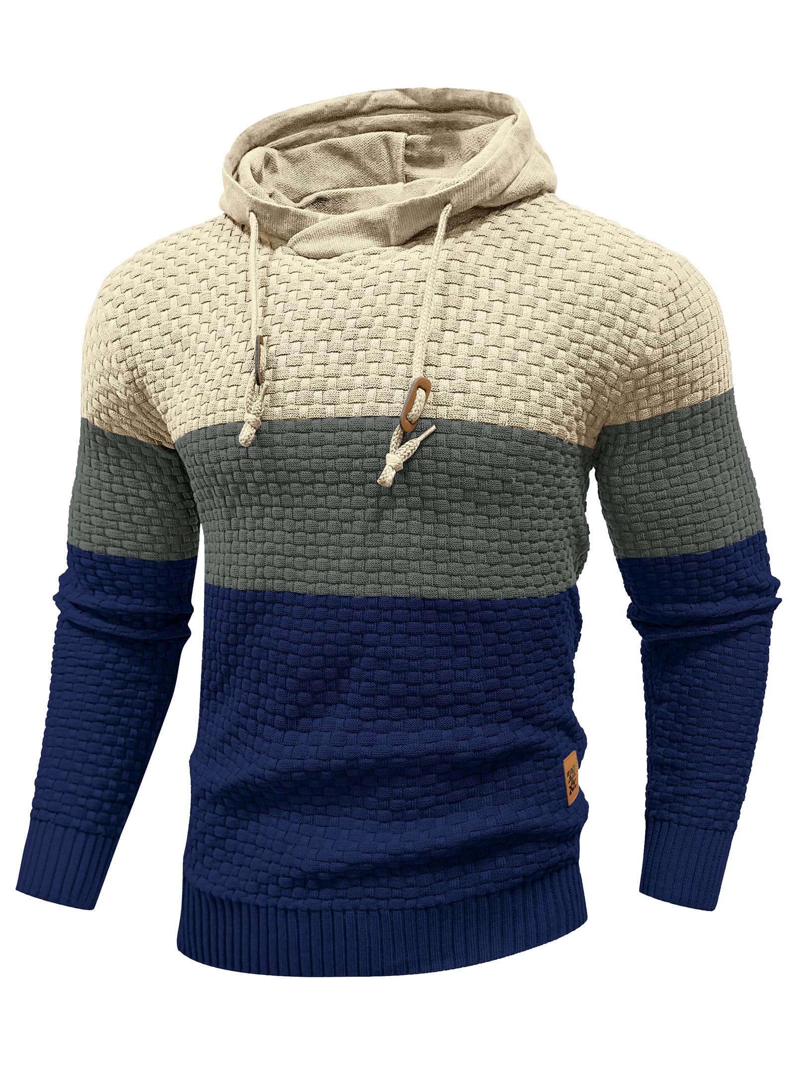 Zaitun Mens Hooded Sweatshirt Long Sleeve Knitted Pullover Sweater