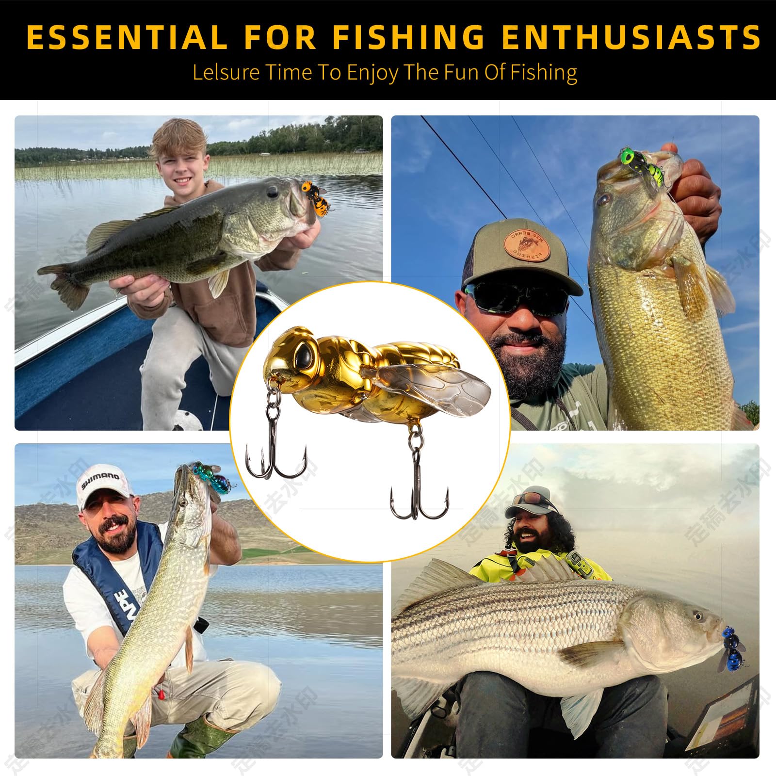FONMANG Fishing Lures, 3-Piece Topwater Lures for Bass, Walleye, and Pike, 2025 New Wasp-Style Top Water Crawler for Freshwater & Saltwater Fishing, 2.6in, 15g,3Plated Color : Sports & Outdoors