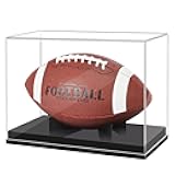 Football Display Case Full Size, TiopLior Football Case Display Case Clear with Removable Football Stand No Assembly Required Acrylic Display Case for Football