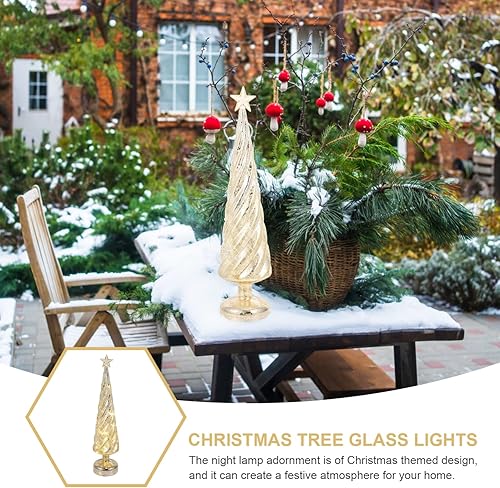 Miniatura 3 de Beaupretty Decoración de mesa de árbol de Navidad de cristal, árbol de mesa iluminado con luces de hadas, lámpara de noche decorativa para Navidad,