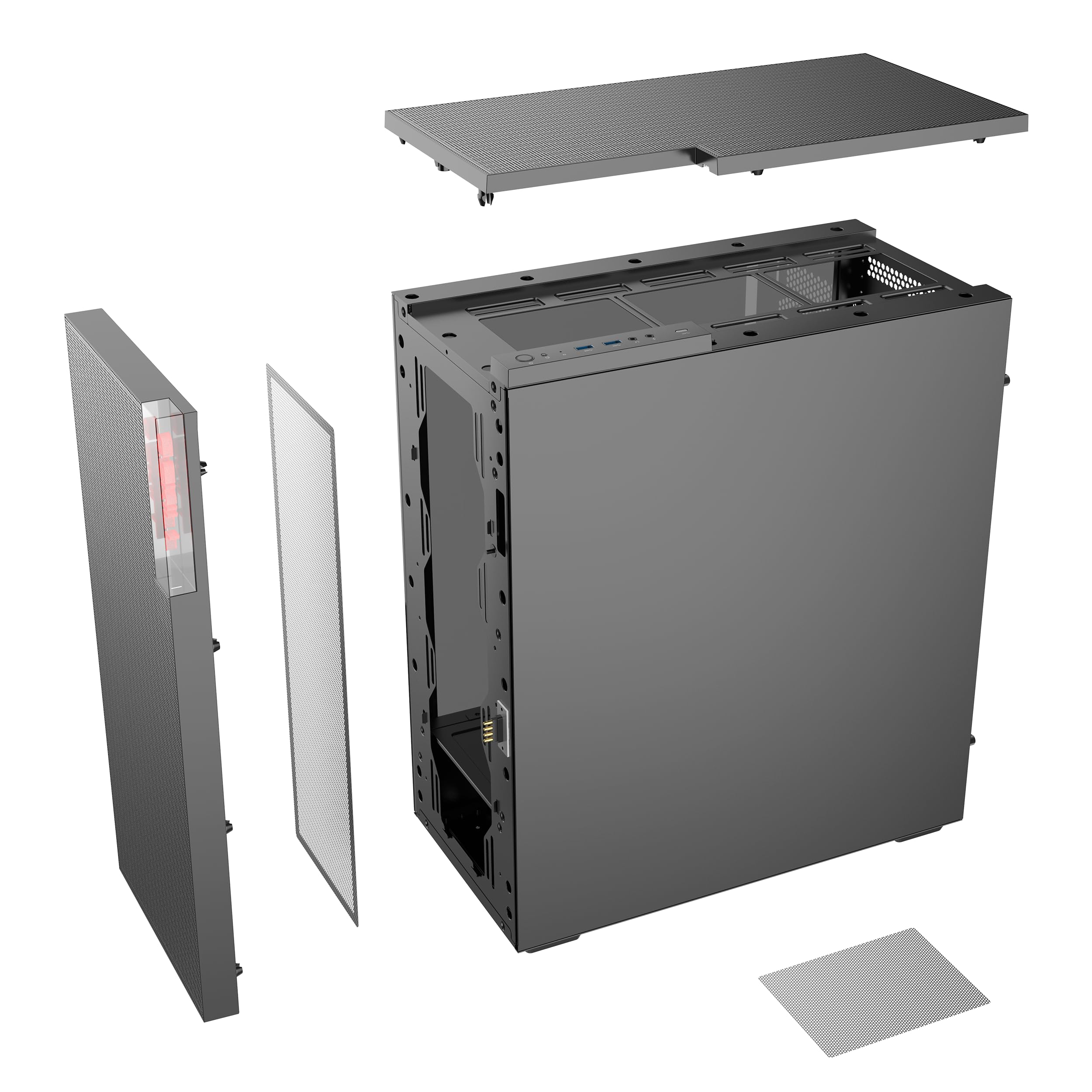 G.SKILL MD1 Caja ATX de media torre con panel lateral de vidrio templado, panel frontal de malla - negro (GC-AKGW1-MD1)