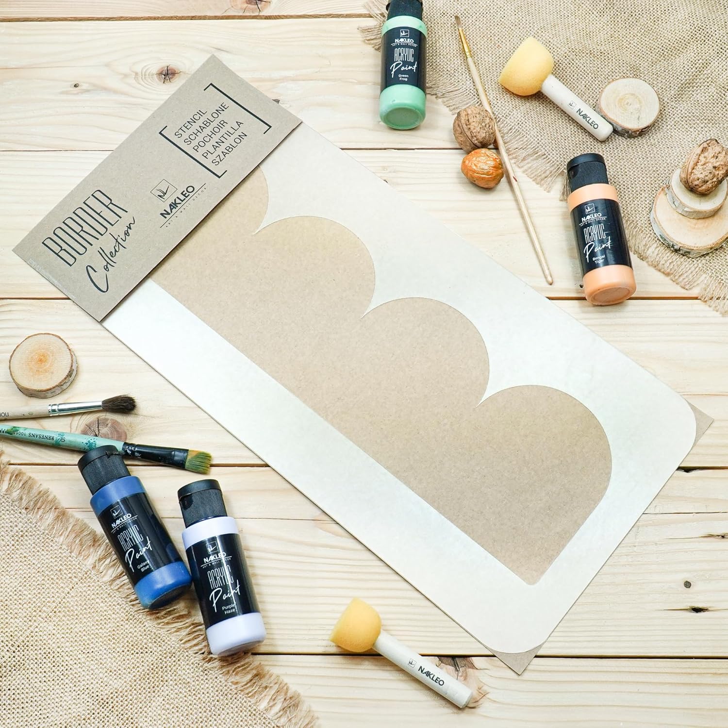 Border Reusable Plastic Wall Stencil // Frill - SEMICIRCLES 10 // Art Craft Mylar Template (17.7"x37.4")